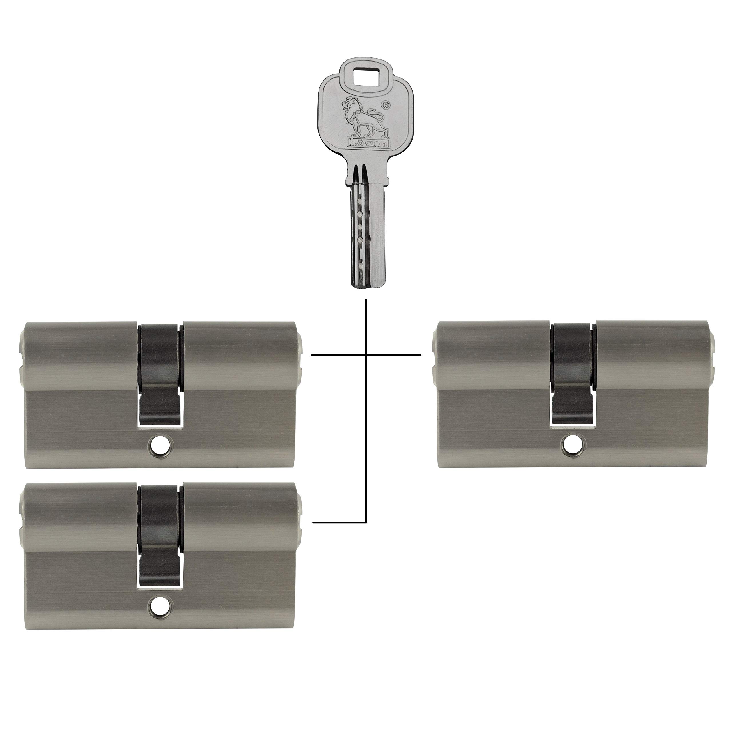 3x euro cylinder type door lock 35/35mm, keyed alike, with 15 reversible keys (35x35)