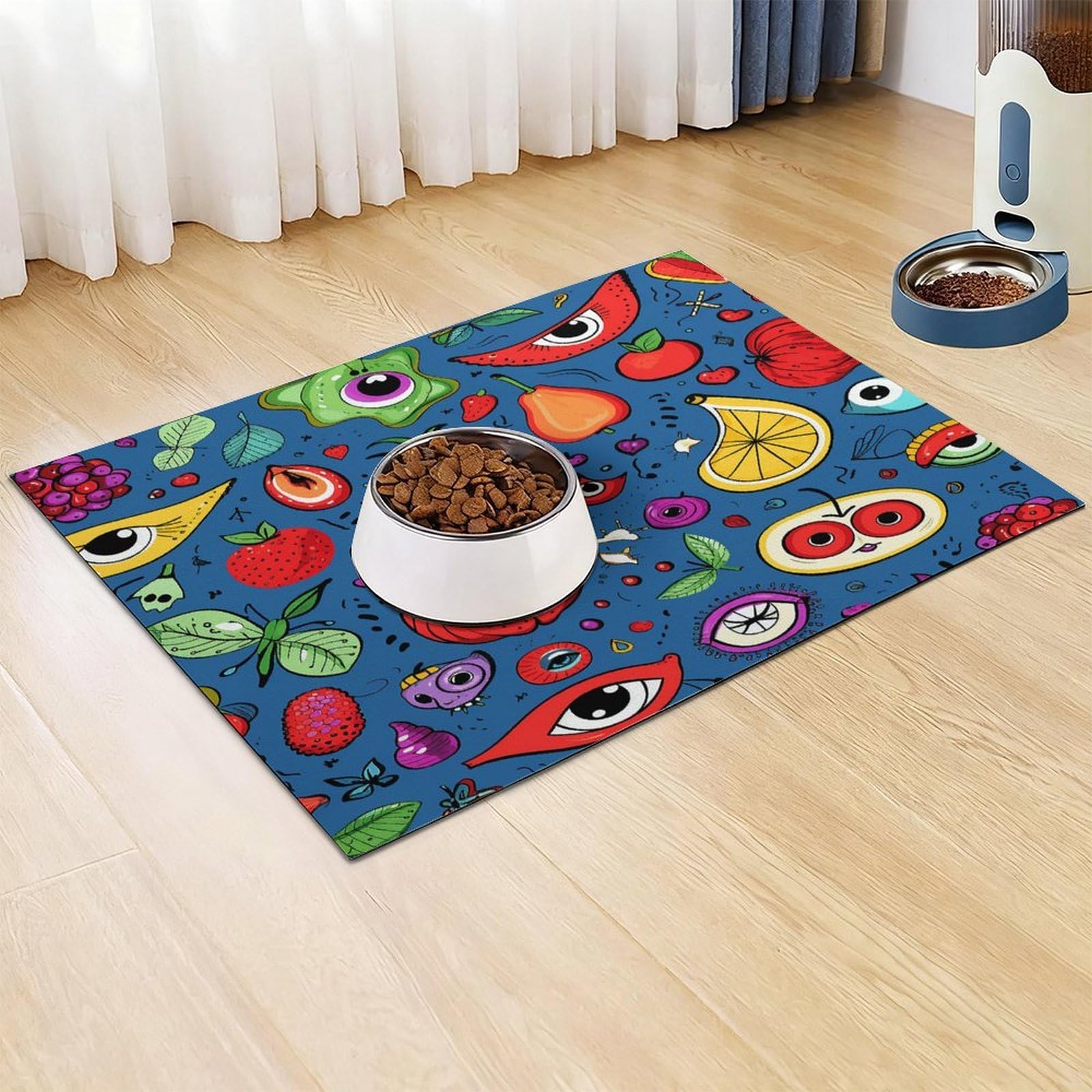 Shining Eyes Tapis de nourriture pour chat – Tapis d'alimentation antidérapant pour chien facile à nettoyer pour la nourriture et l'eau, tapis de gamelle pour chien et chat, 61 x 81,3 cm