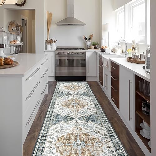 JUKAMO 2x8 Boho Mandala Runner with Rubber Backing