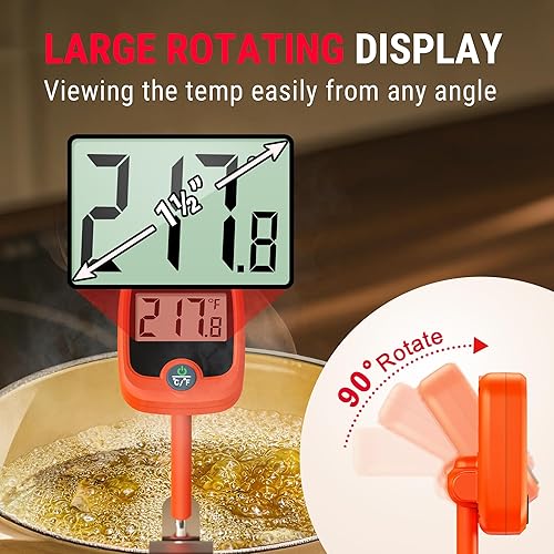Miniatura 7 de ThermoPro TP509 - Termómetro de caramelo con clip para olla, sonda de 10 pulgadas de largo, termómetro de comida para carne de lectura instantánea
