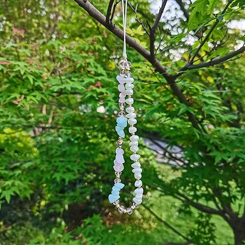 Miniatura 9 de Dije de cristal curativo para teléfono, correa de piedra natural de aventurina de cuarzo rosa amatista, llavero de teléfono contra el mal de ojo