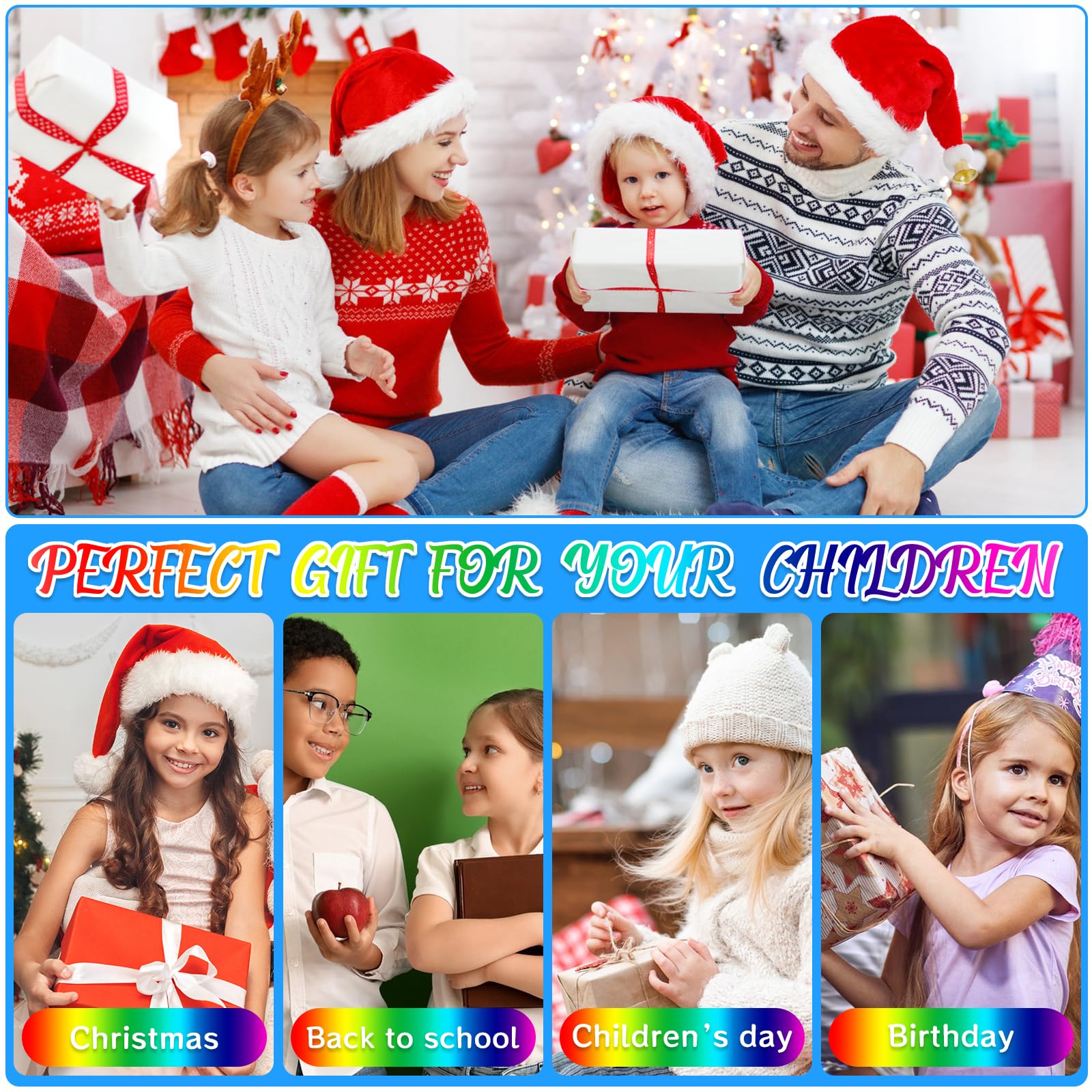 AQXONG Pintura para Dedos Lavable para Niños, 56 Pcs Kit de Pintura para Dedos No Tóxico, Kit de Pintura de Bricolaje para Niños Pequeños con 12 Colores de Pigmentos, Alta Capacidad（60ML）