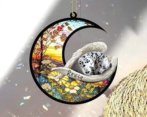 Miniatura 218 de Chow Chow Dog Memorial Suncatcher, adorno de Navidad Chow Chow con nombre, atrapador de pérdida de mascotas, regalos para los amantes de los perros