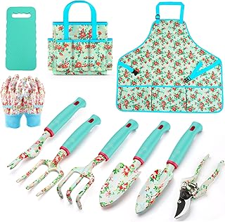 Garden Tools Set, JUMPHIGH 10 PCS Heavy Duty Gardening Tools Includes Ha...