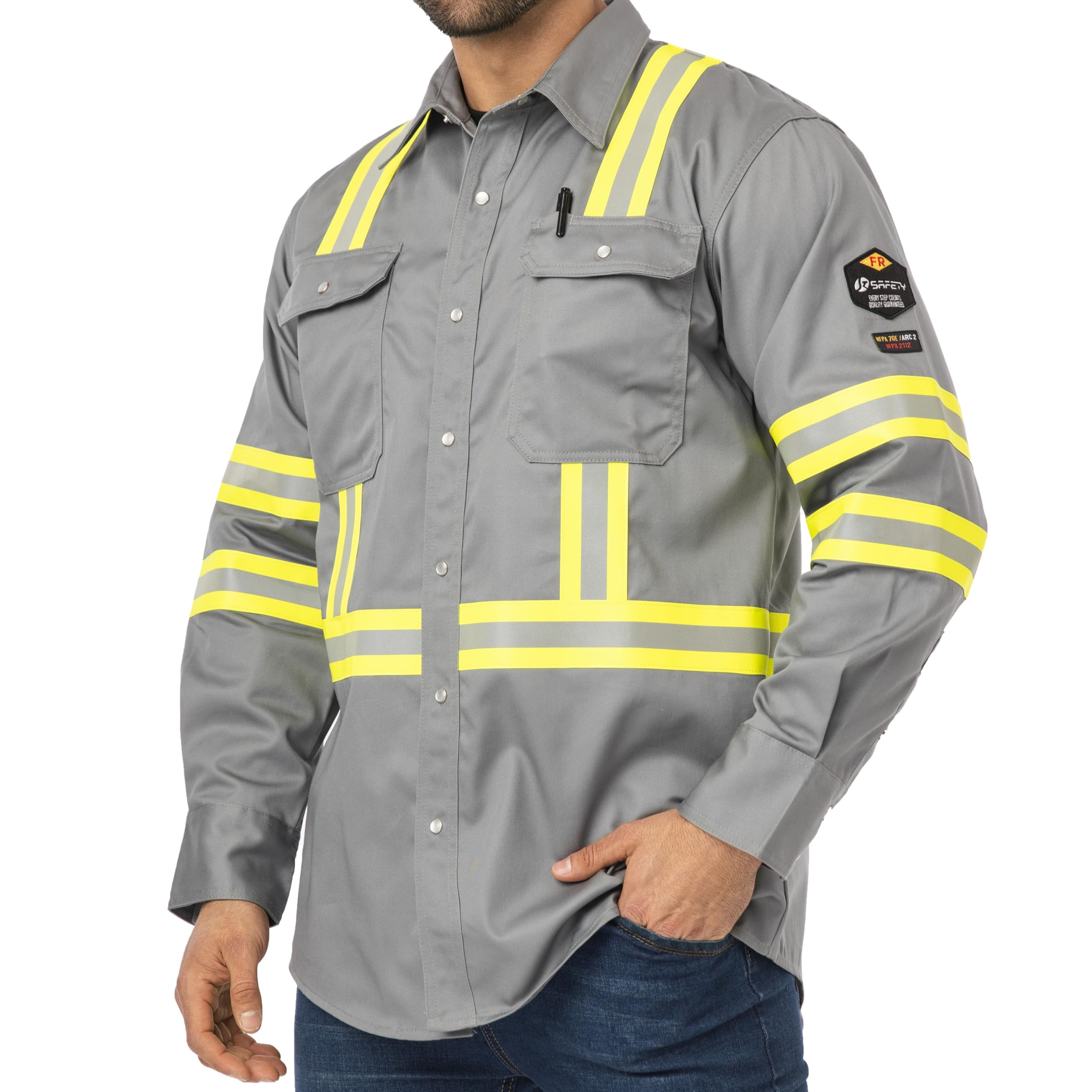 JKSafety 7oz FR Shirts for Men Women ARC 2 Fire Resistant Welding Shirts FRC Long Sleeve Safety Workwear