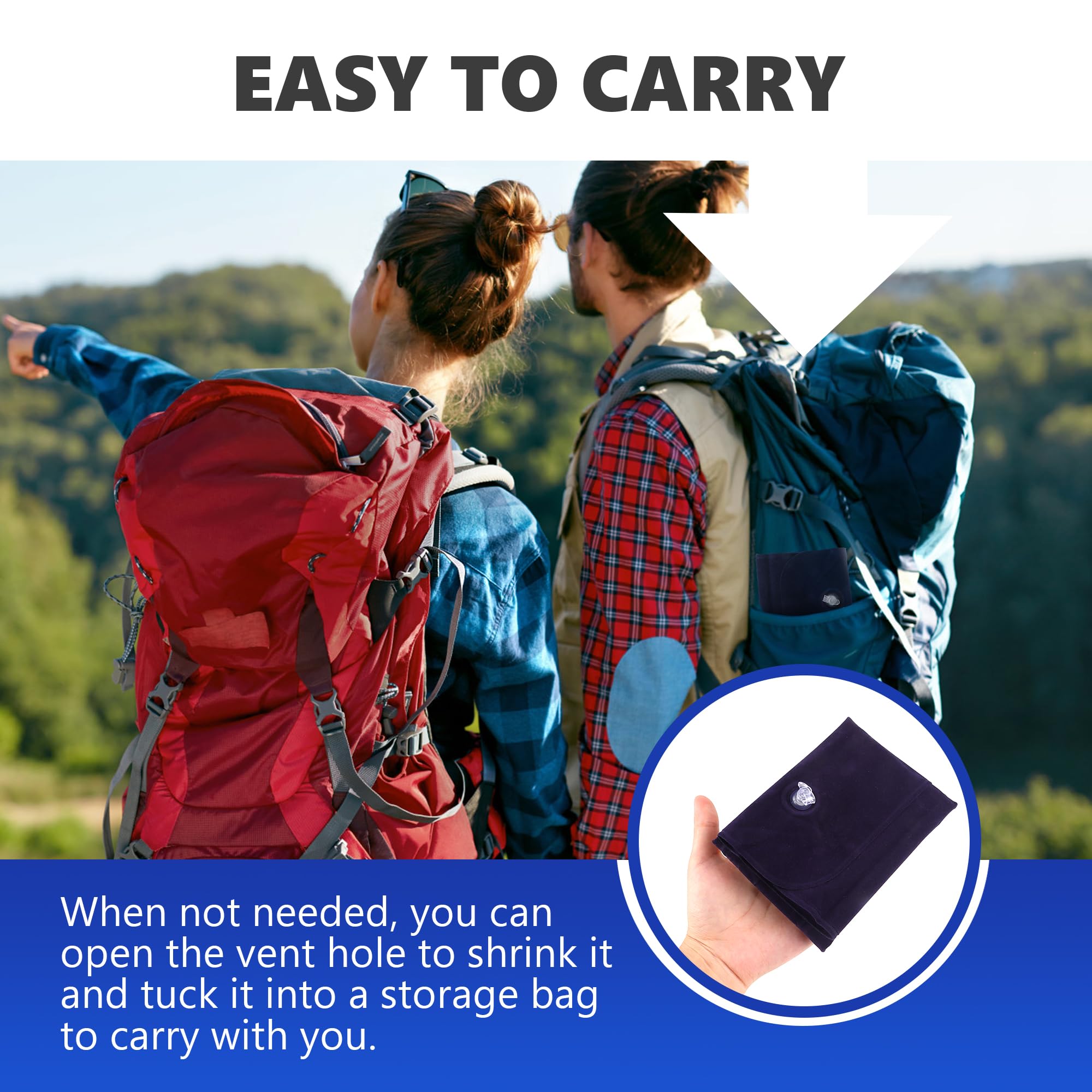 Cojín Inflable de Viaje para Camping 4Pcs Almohadas de Camping Hinchables Almohada de Viaje Ultraligera Almohada de Playa para Playa, Senderismo
