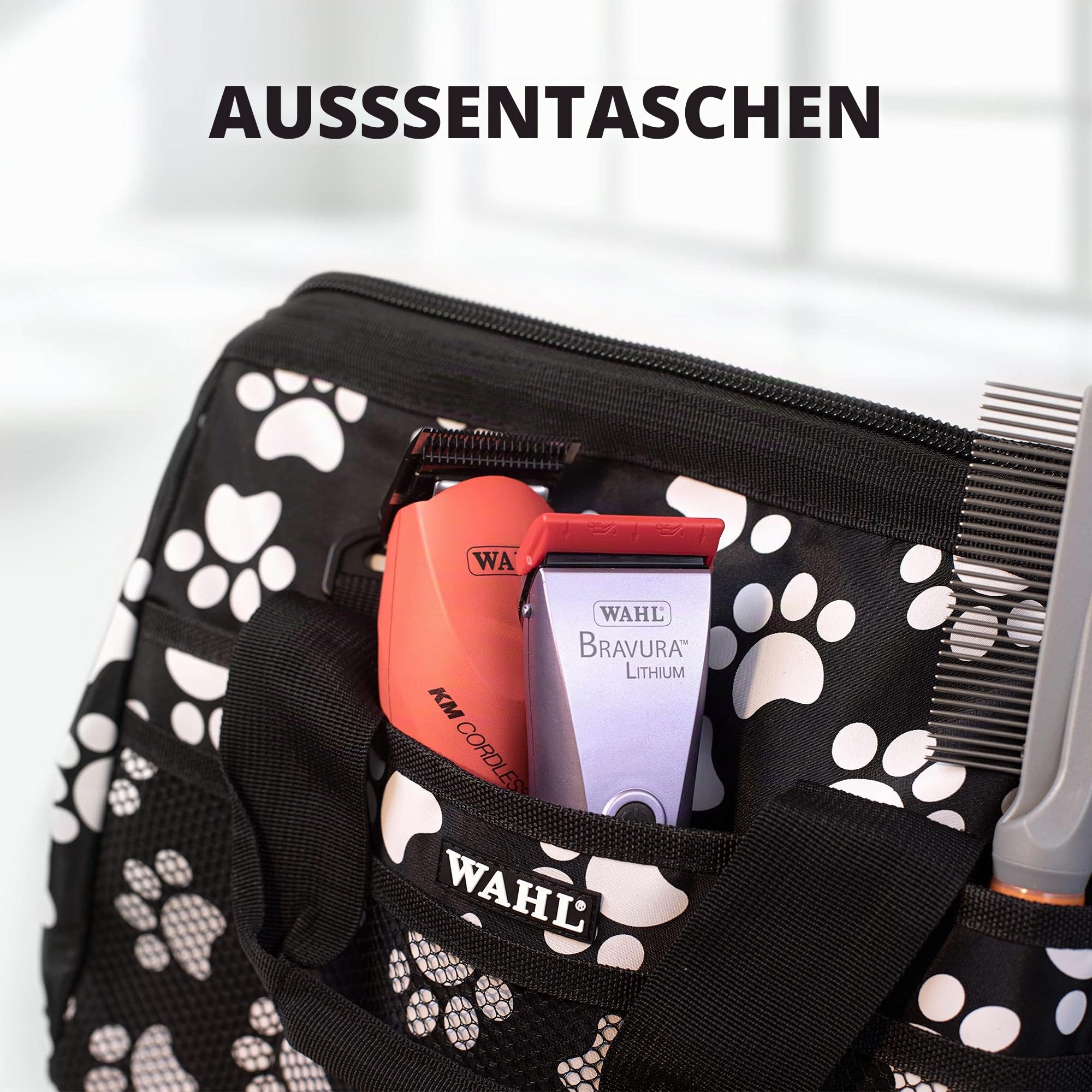 Wahl Fellpflege Reisetasche, weiß Paw Print Muster