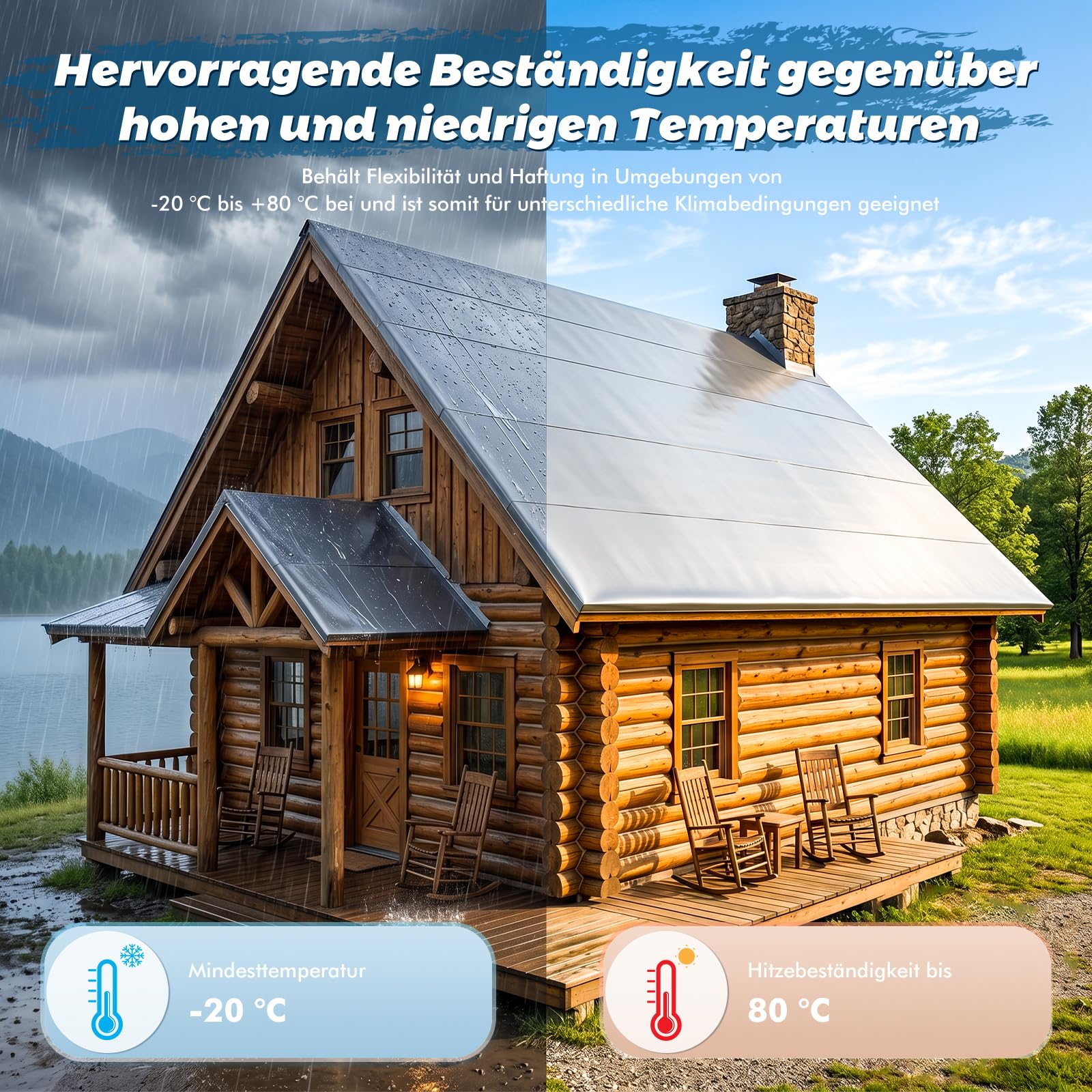 Dachfolie Selbstklebend 5 x 1 m, Aluminium Dachabdichtung mit Starkem Bitumenkleber, Wasserdicht, UV-Beständig und Wärmereflektierend, für Garagendach, Gartenhaus, Schuppen, 1,25 mm (Silbergrau)