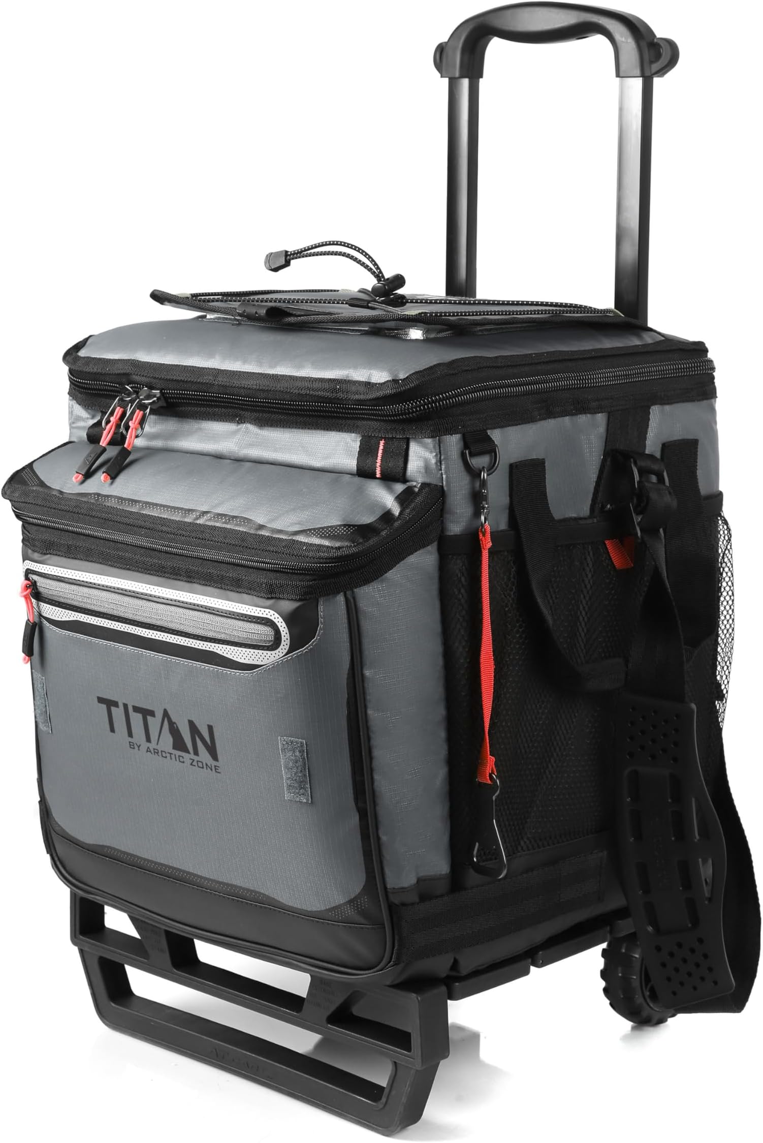 Titan Deep Freeze 60 (50+10) Can Wheeled Coolers - Collapsible Rolling Cooler with Wheels and All-Terrain Cart