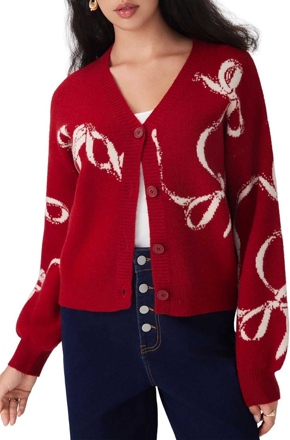 CIDER Fall Cardigan Sweaters for Women Trendy Bow Cardigan Long Sleeve Open Front Button Down Sweater Fall Fashion - Image 4