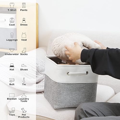 Miniatura 4 de Sea Team Juego de 3 cestas de almacenamiento cúbicas, organizador de cubos de almacenamiento, cubos de ropa, juguetes, 11 x 11 x 11 pulgadas, caja