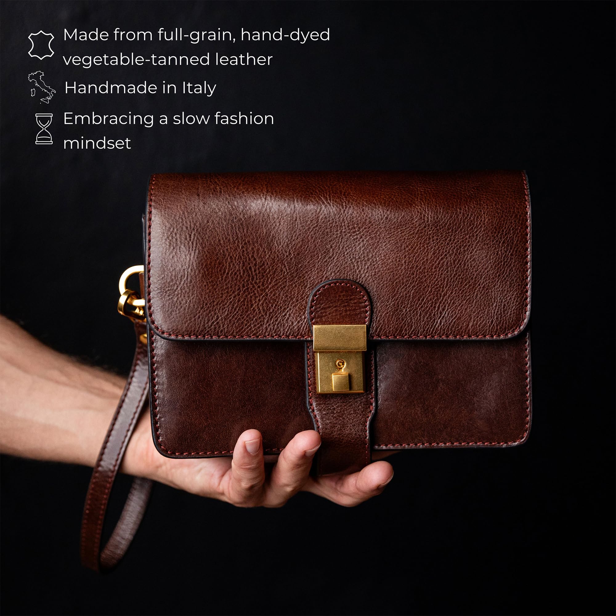 Time Resistance Pochette in pelle Borsa piccola da uomo - Borsa da polso da uomo