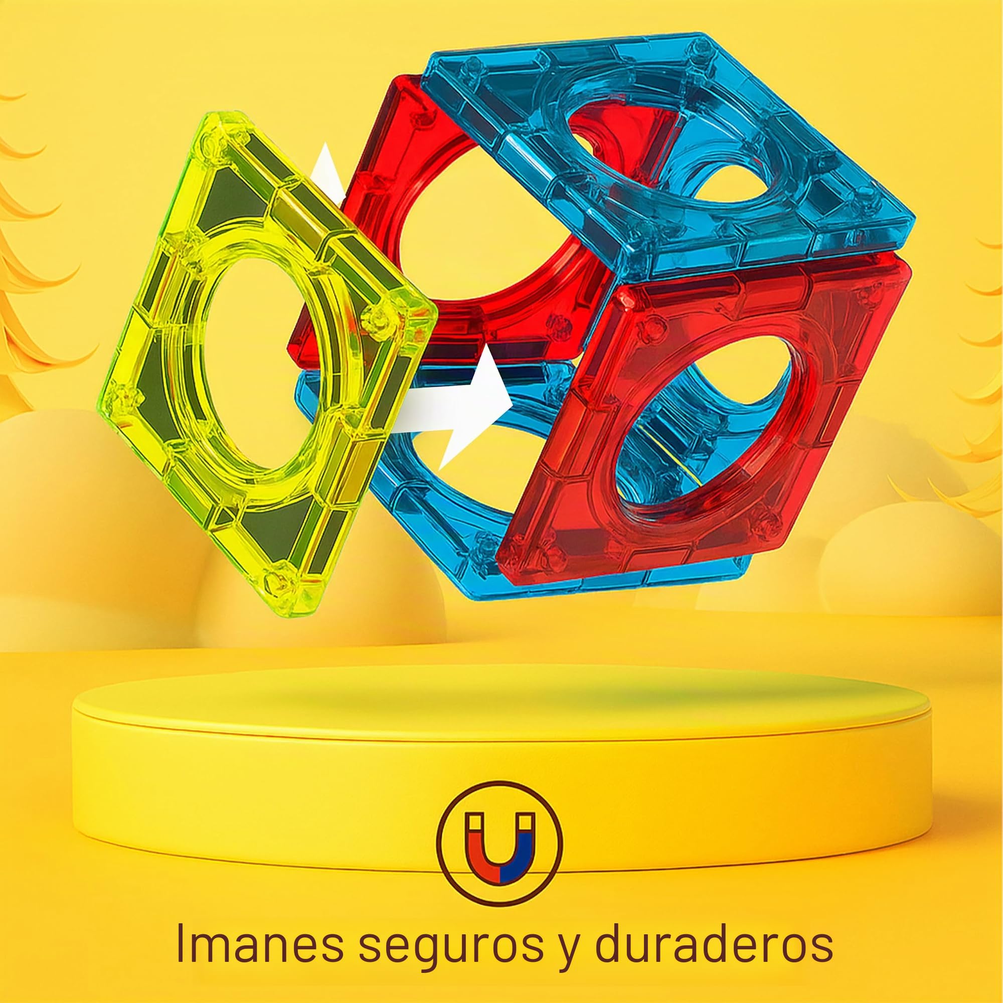 CELMAN Bloques de Construcción Magnéticos - Circuito para Canicas, Magnetic Blocks, Piezas y Pistas Magnéticas para Niños de 3, 4, 5, 10 Años y Más, Kit Montessori de Juegos de Lógica