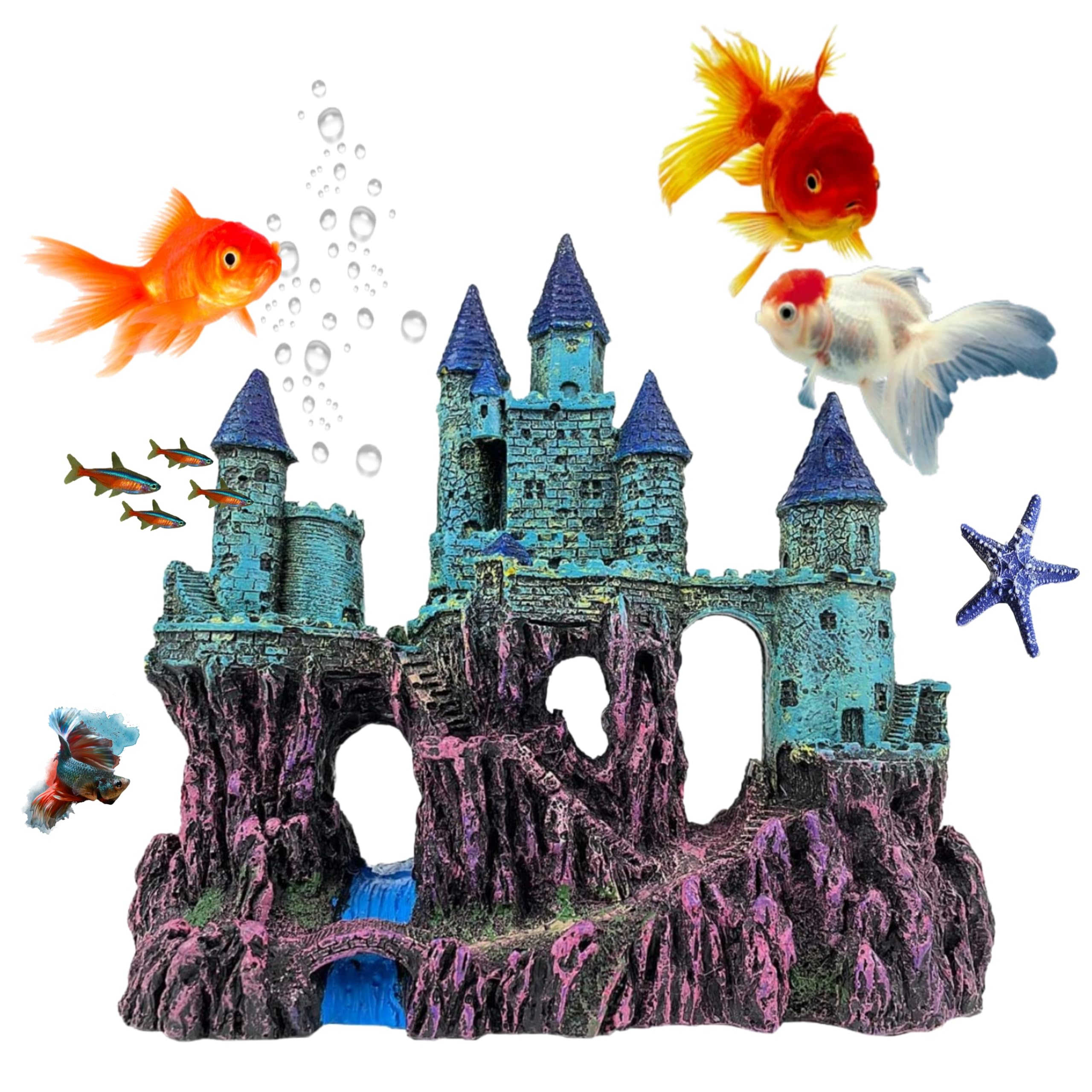 Mistletoe Resin Ancient Castle Fish Tank Aquarium Accessories Fish Hide House Beautiful Aquarium Dec