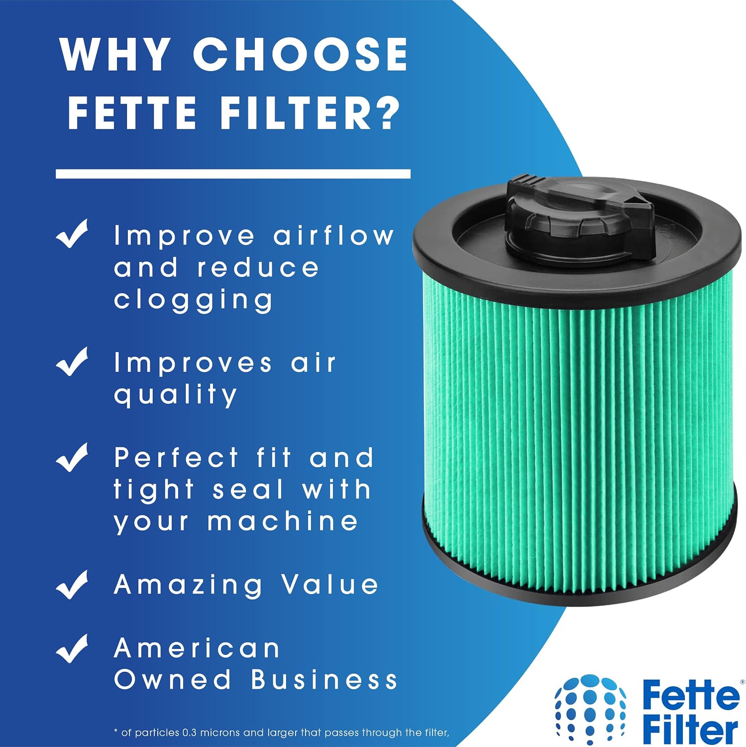 Fette Filter - DXVC6914 Premium HEPA Cartridge Filter Replacement Compatible with DEWALT DXVC6914 for 6-16 Gallon Wet/Dry Vacuum Includes 2 Premium Replacement Cartridges.