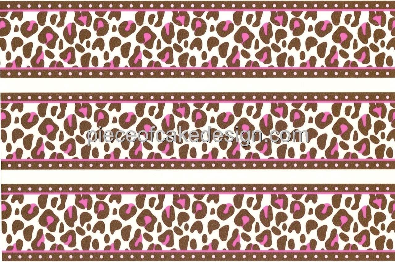 Whimsical Practicality Pink Cheetah Print Cake Border Edible Image Cake Topper