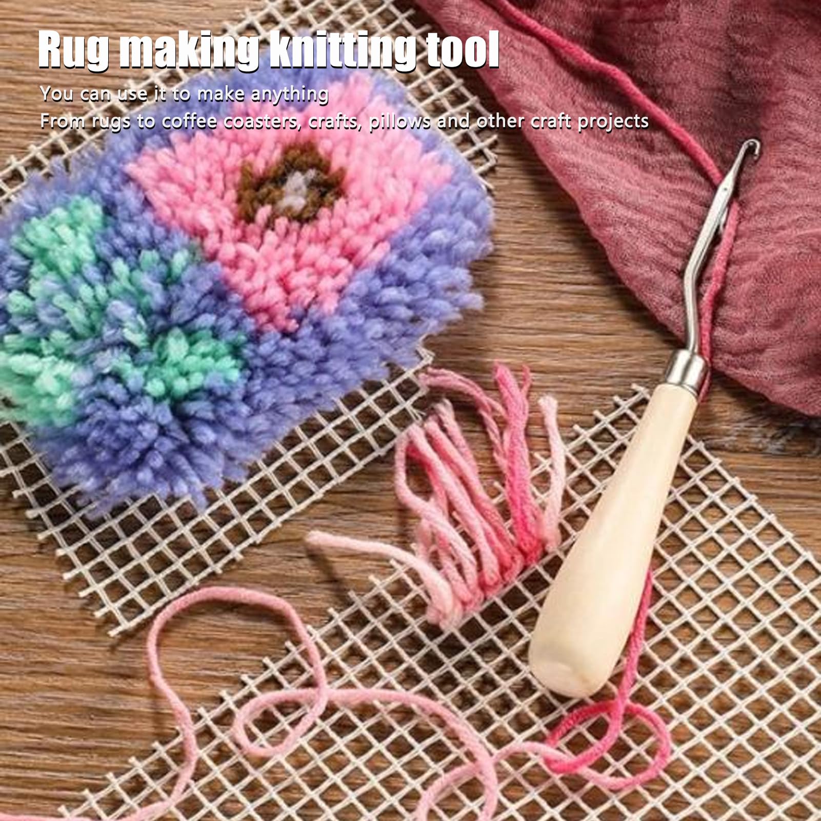 Kit Complet Pour Fabriquer Un Tapis Au Crochet Latch Hook - Inclut Toile, Crochets, Ciseaux | Loisir Créatif DIY