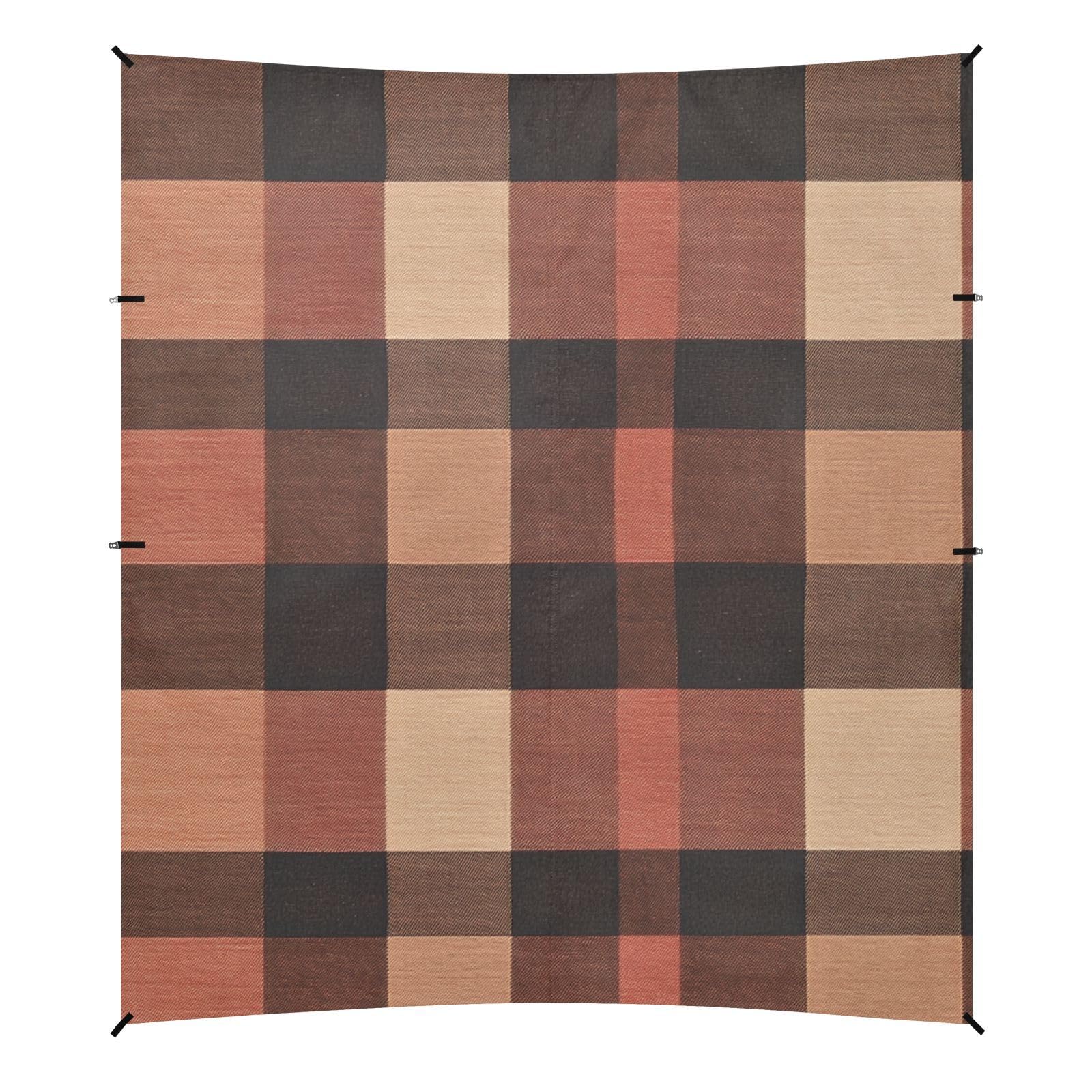 Rosybrown Buffalo Plaid Check Tartan Scotland Beach Cabana Tent UPF50 Easy Setup Outdoor Sun Shade with Sand Pockets for Family Travel