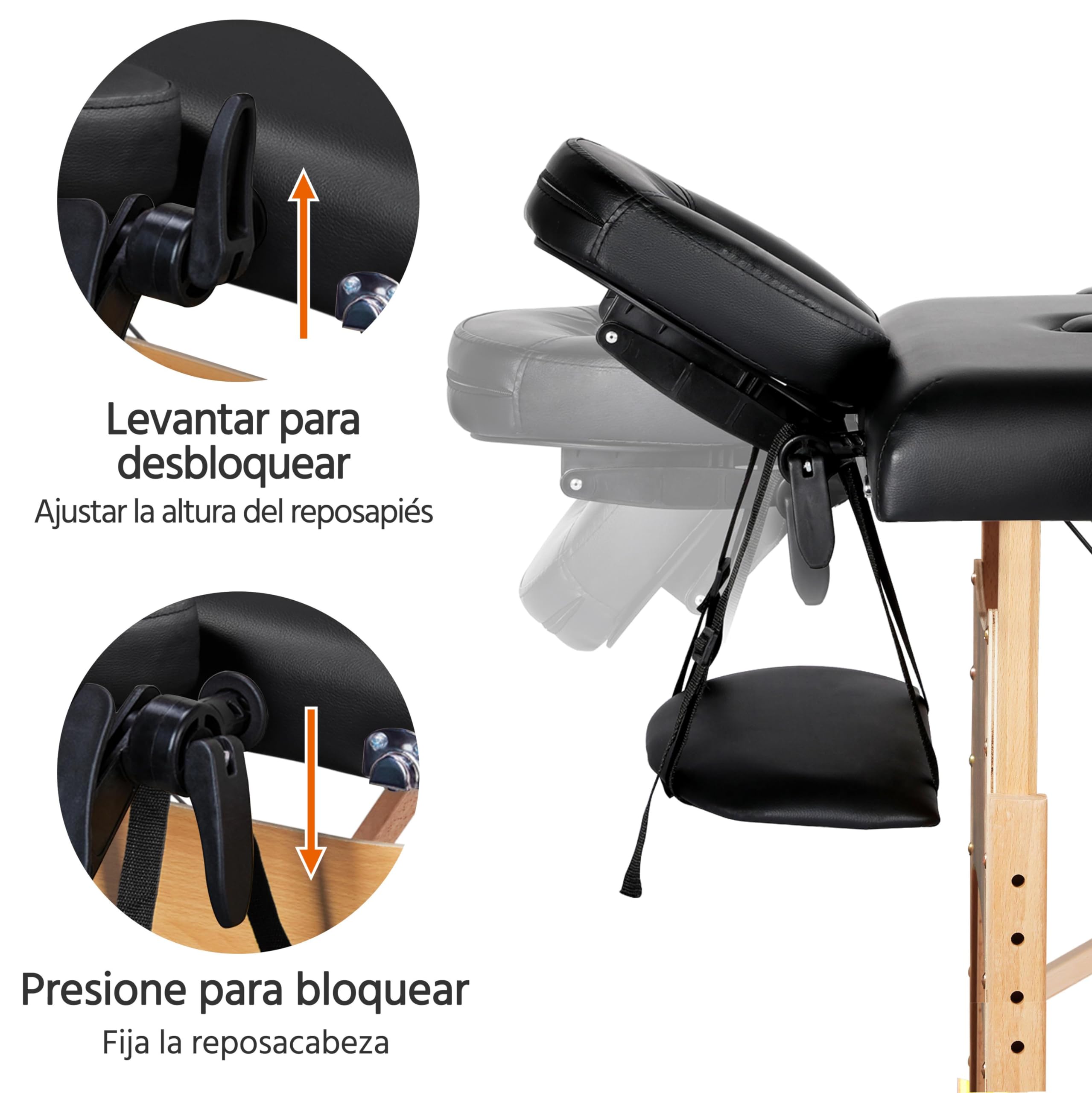Yaheetech Camilla de Masaje Plegable de 92 cm de Ancho Portátil Camilla Estética de 2 Zonas Camilla Profesional de Madera Haya Altura Ajustable