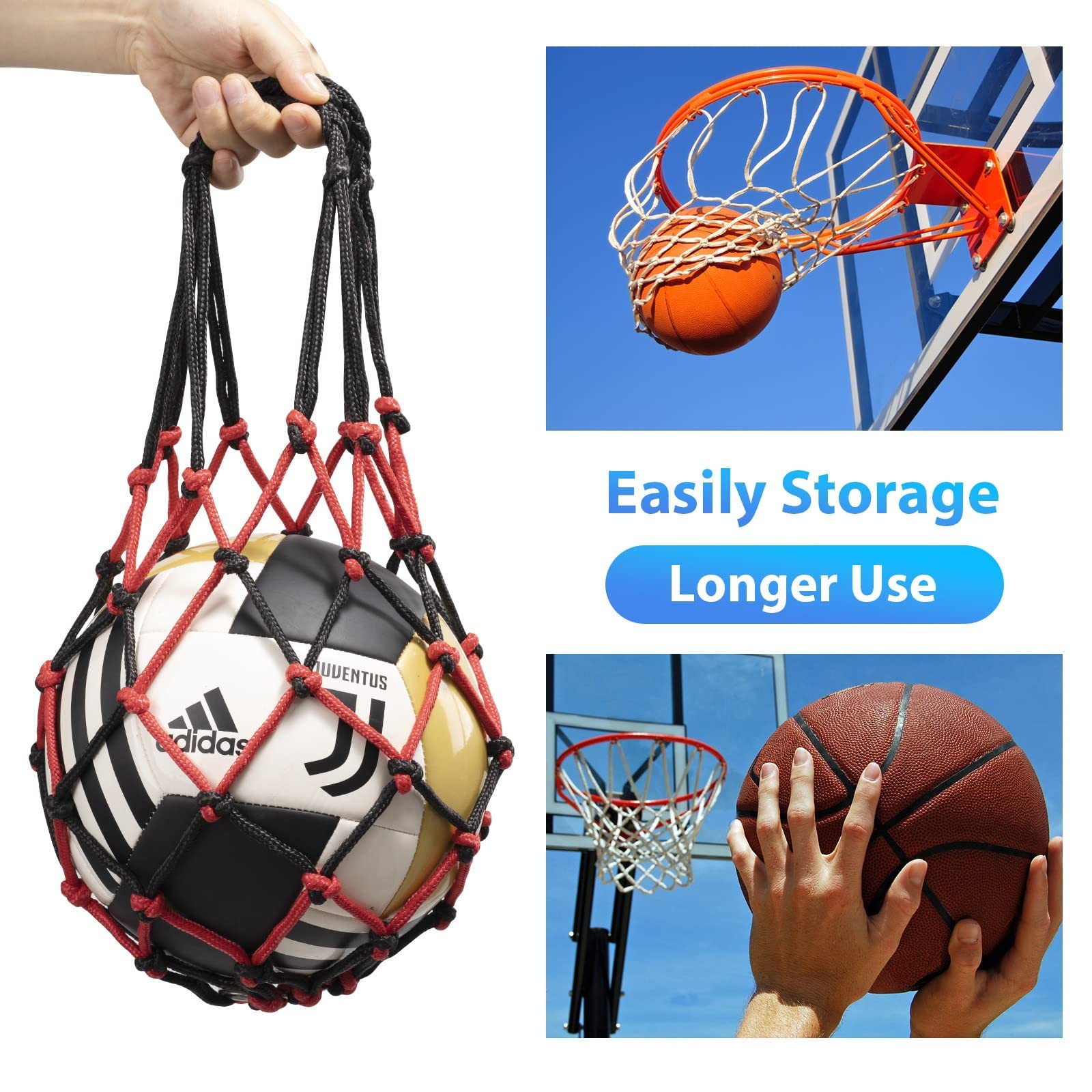 DoGeek Net Bolsas Balones Negro para Baloncesto Voleibol Fútbol