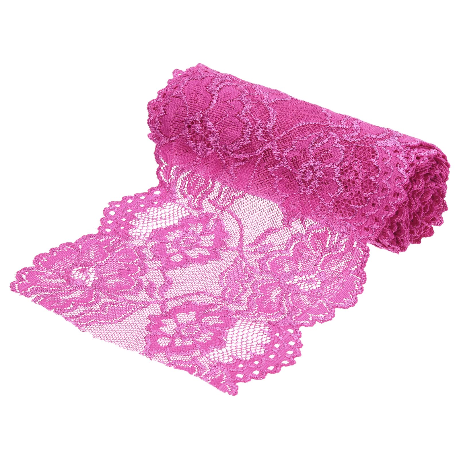 sourcing map 6.3 Inch Wide 5 Yard Lace Ribbon Floral Pattern Rose Red Lace Trim Ribbon Spandex and Nylon Lace Trim for Sewing Making, DIY Crafts,Gift Wrapping, Wedding Decor