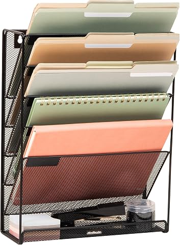 Mind Reader Floor oder Mounted Magazine Rack, Black Metal Mesh