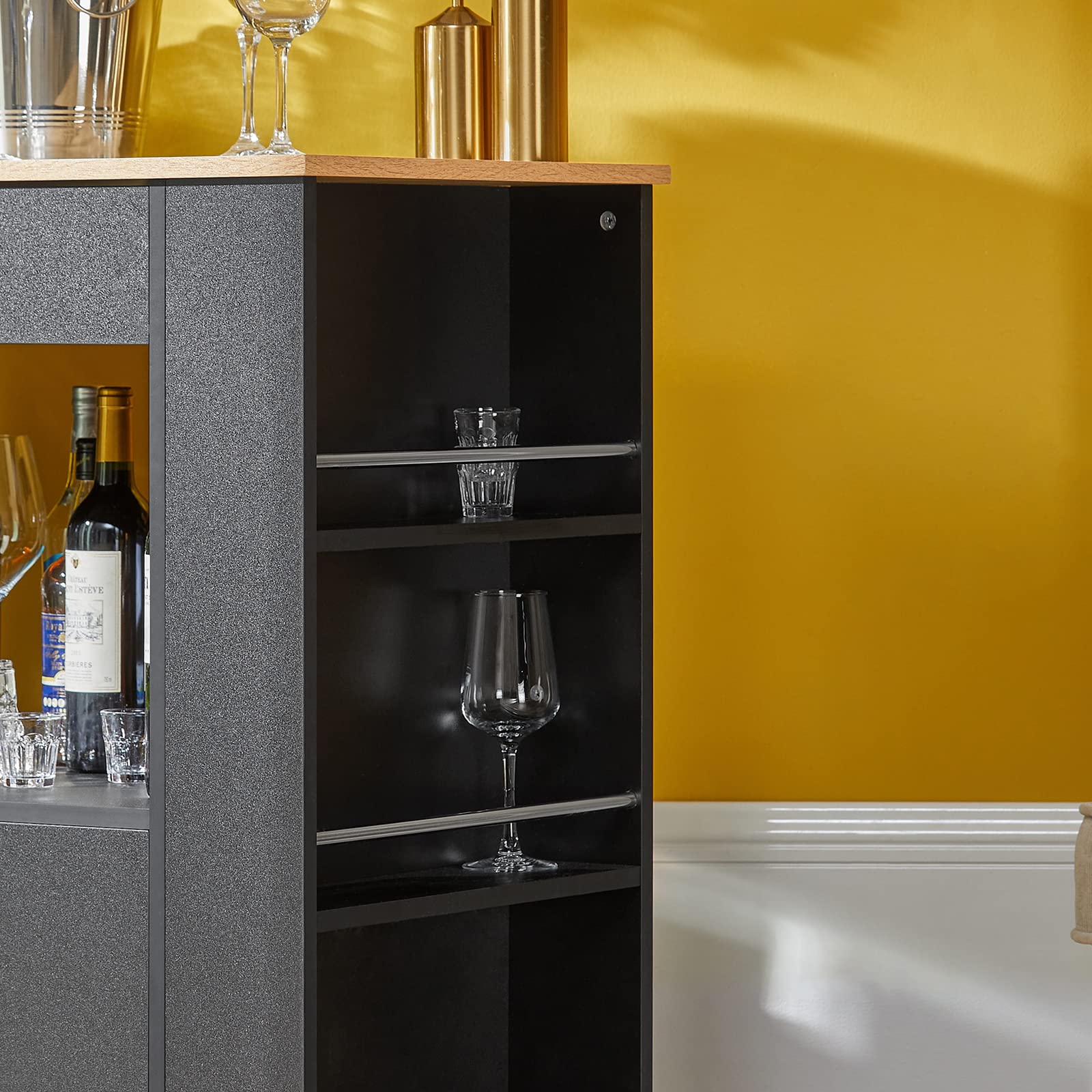 SoBuy Mobile Cucina Salvaspazio Credenza Cucina Carrello Cucina con Ruote Mobiletto Cucina Dispensa Madia Cucina Mobile Cucina con Ripiani nero 82x46x88 cm FKW113‑SCH