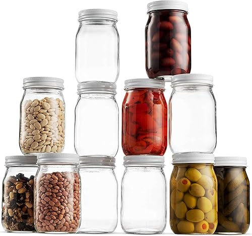 Paksh Novelty - Contenedor de almacenamiento de alimentos - Tarros de vidrio - Tarros de gelatina de mermelada de boca regular, tapa hermética de