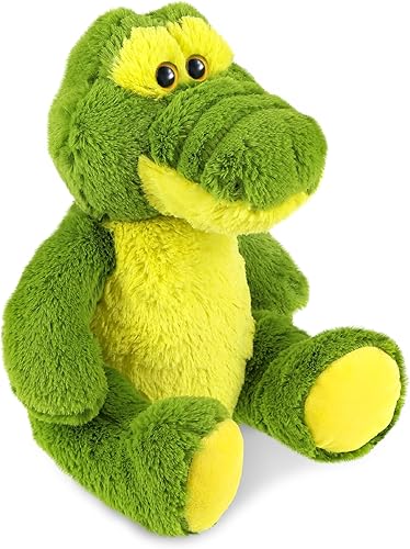DolliBu Animal de peluche de cocodrilo – Suave peluche abrazable de cocodrilo verde sentado adorable juguete de peluche, lindo regalo de animales