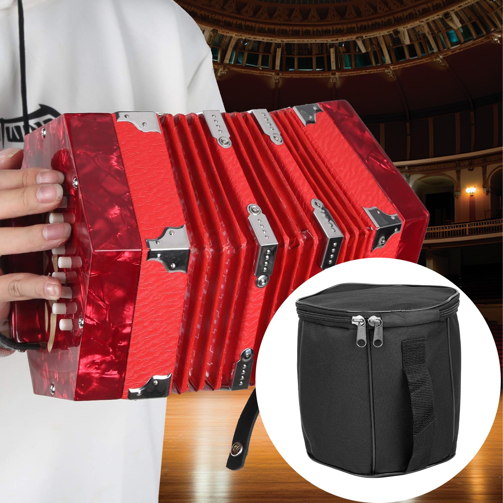 Sac de transport pour accordéon – Sac d'accordéon résistant à l'usure, étui de concertina pour piano basse | Sac de rangement étanche pour la maison, sac de rangement portable pour accordéon pour