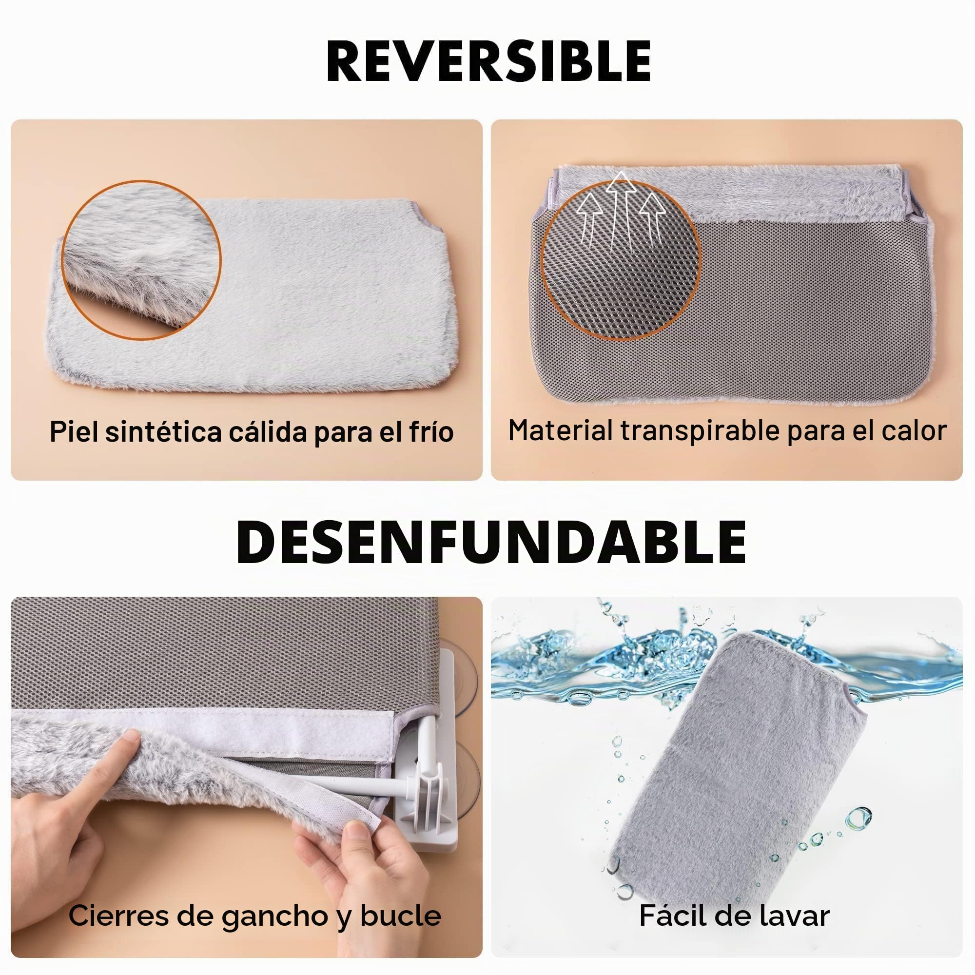 MEWOOFUN Cama de ventana para gatos, 54 x 30 cm, plegable, con ventosas estables, para hasta 18 kg, gris