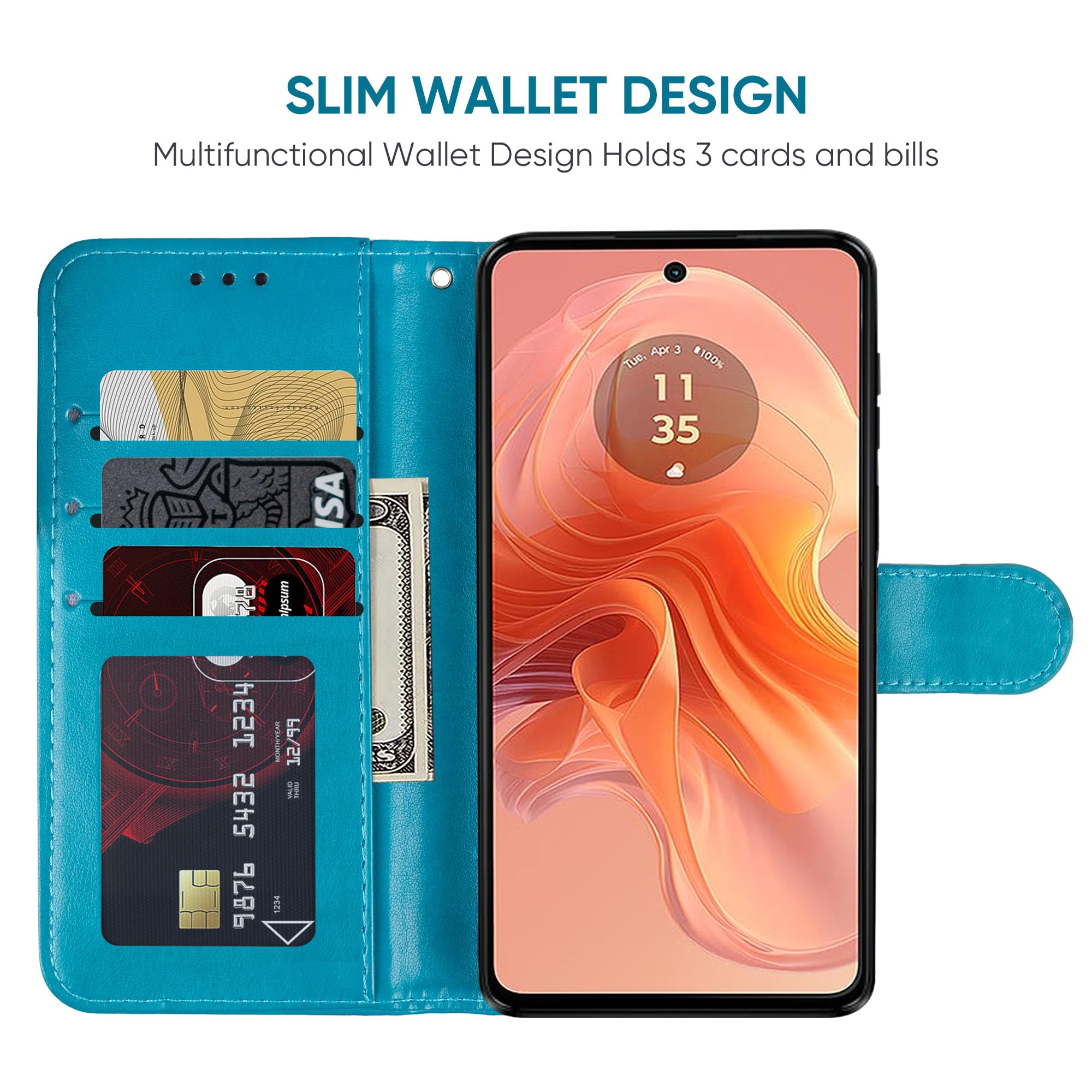 YBFJCE Case For Motorola Moto G04/G24/G04s/E14 PU Leather Wallet Case Cover,Motorola Moto G04 Flip Folio Case With Card Holders,Magnetic Phone Case Compatible With Motorola Moto G24,Rose Gold