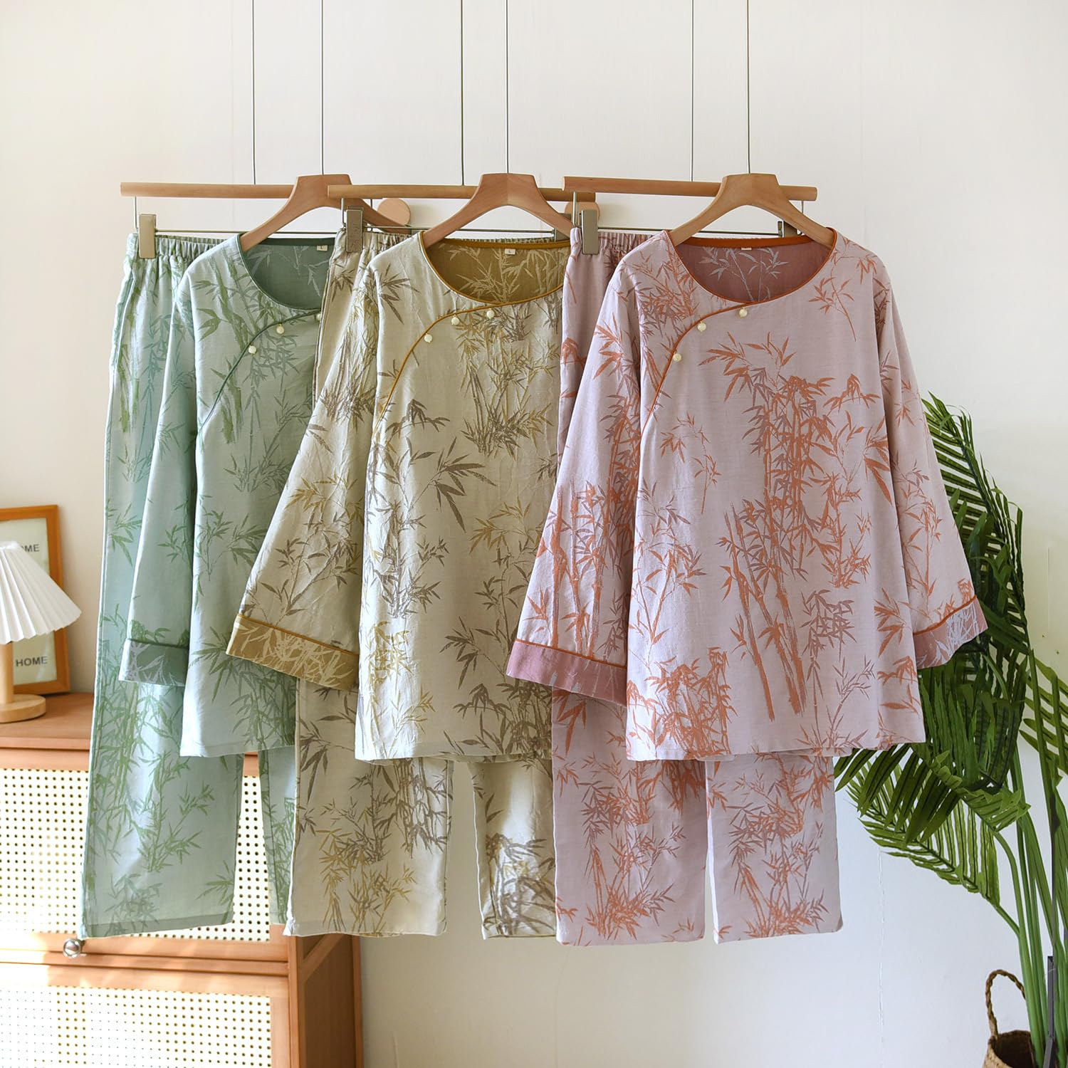 PRINCESS BRIDE Conjunto de pijama estilo kimono japonés de algodón jacquard de doble cara, ropa de dormir suave para mujer