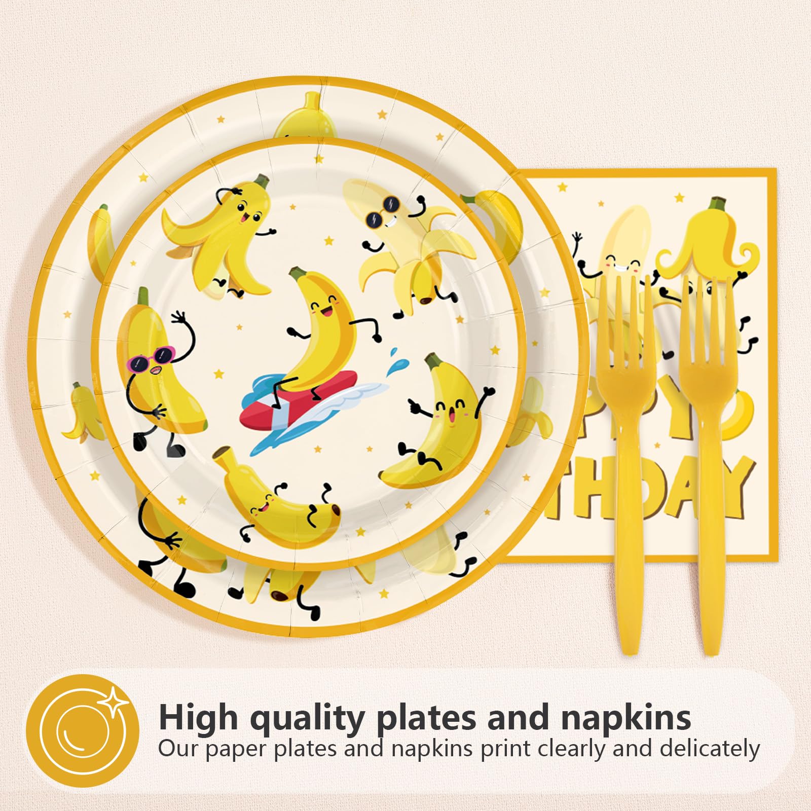 Banana Birthday Party Plates - 96 Pack -3
