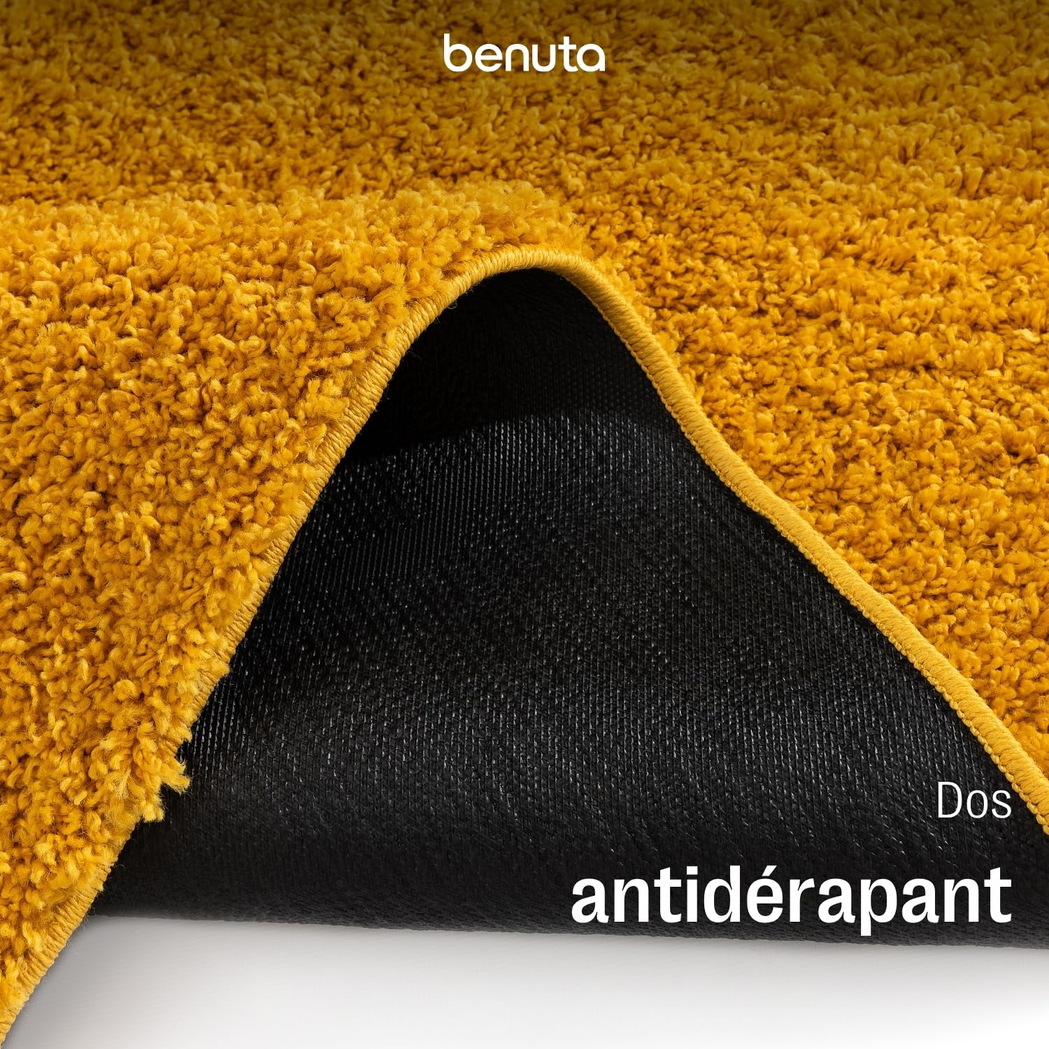 benuta Basic Tapis Poils Long Soho - Jaune 160x230 cm - Doux Minimaliste - Lavable - Nettoyage Facile - Compatible avec Chauffage au Sol - pour Chambre, Couloir, Salle à Manger