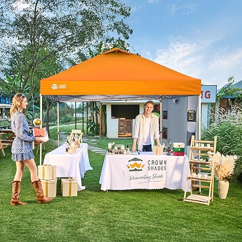 Miniatura 3 de CROWN SHADES Tienda de campaña con dosel, refugio portátil de 10 x 10 pies para exteriores con pared lateral de bolsillo, bloqueo central de empuje,