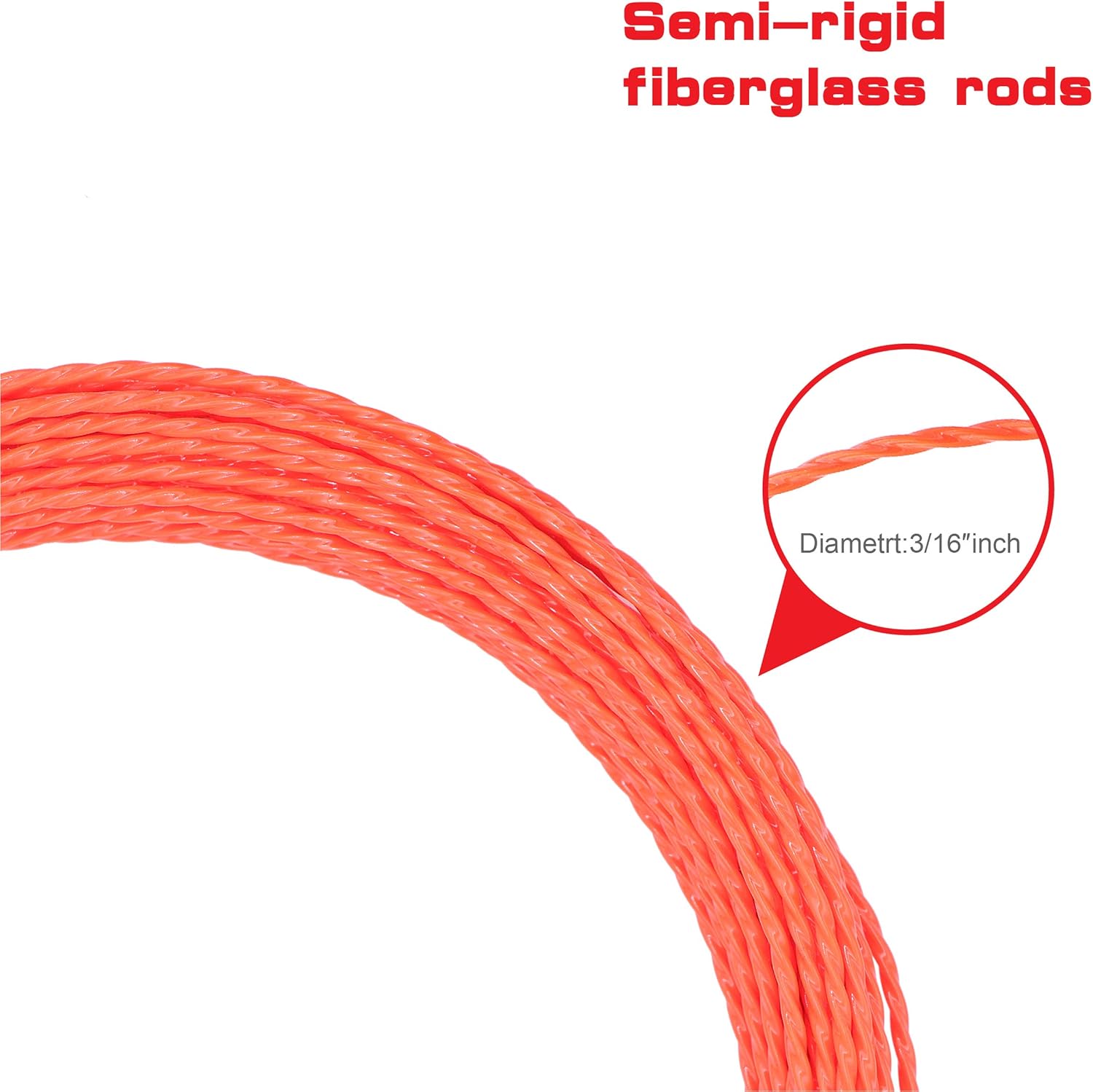 130 Feet Fish Tape Wire Puller Through Wall Wire Electrical Threader Fish plus Fish Cable Fastener Kit