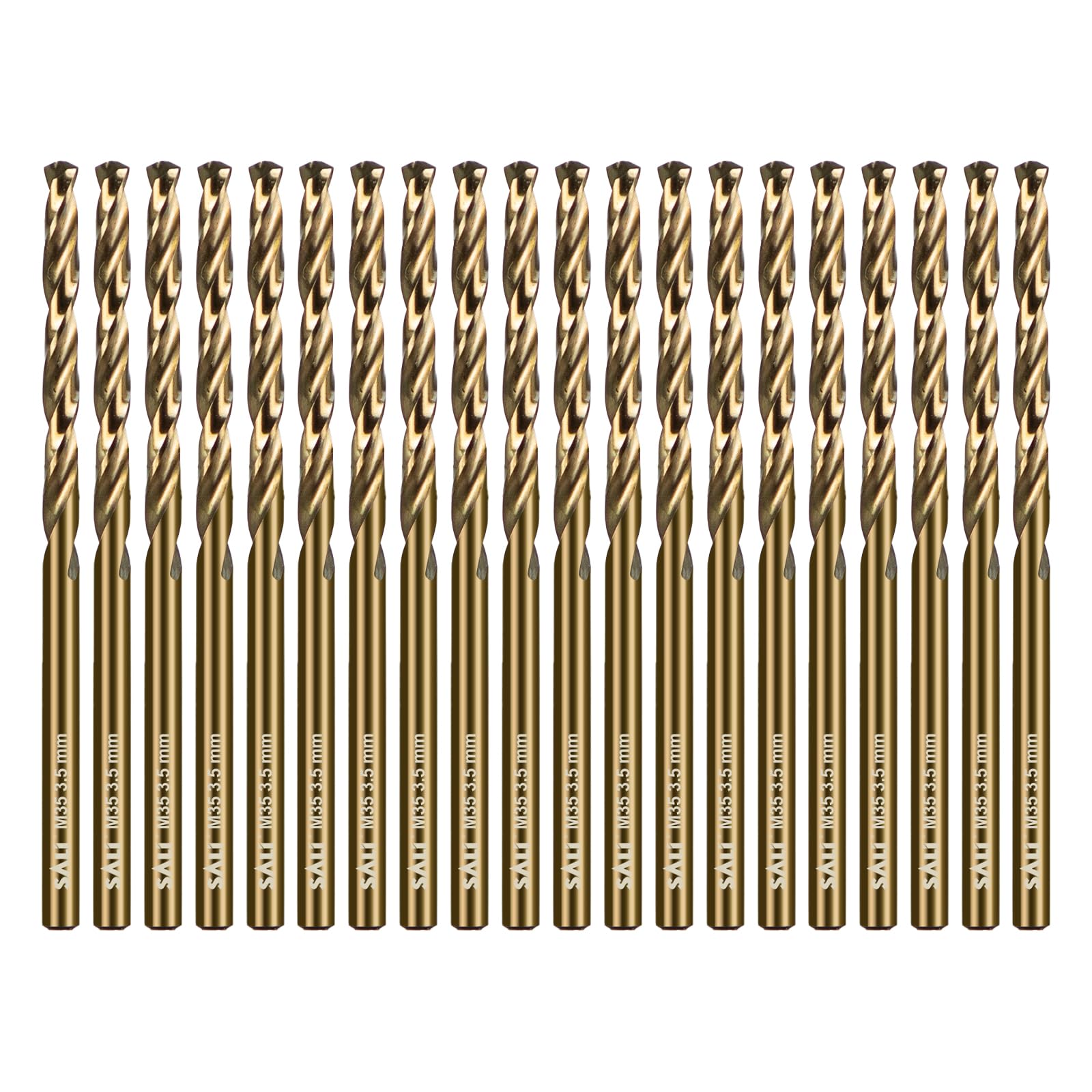 SALI Cobalt Drill Bit Set 20Pcs 3.5mm M35 High Speed Steel Jobber Drill Bit Kit (HSS) Twist Drill Bits for Hardened Metal, Stainless Steel, Cast Iron, Wood and Plastic, with Index Storage Case