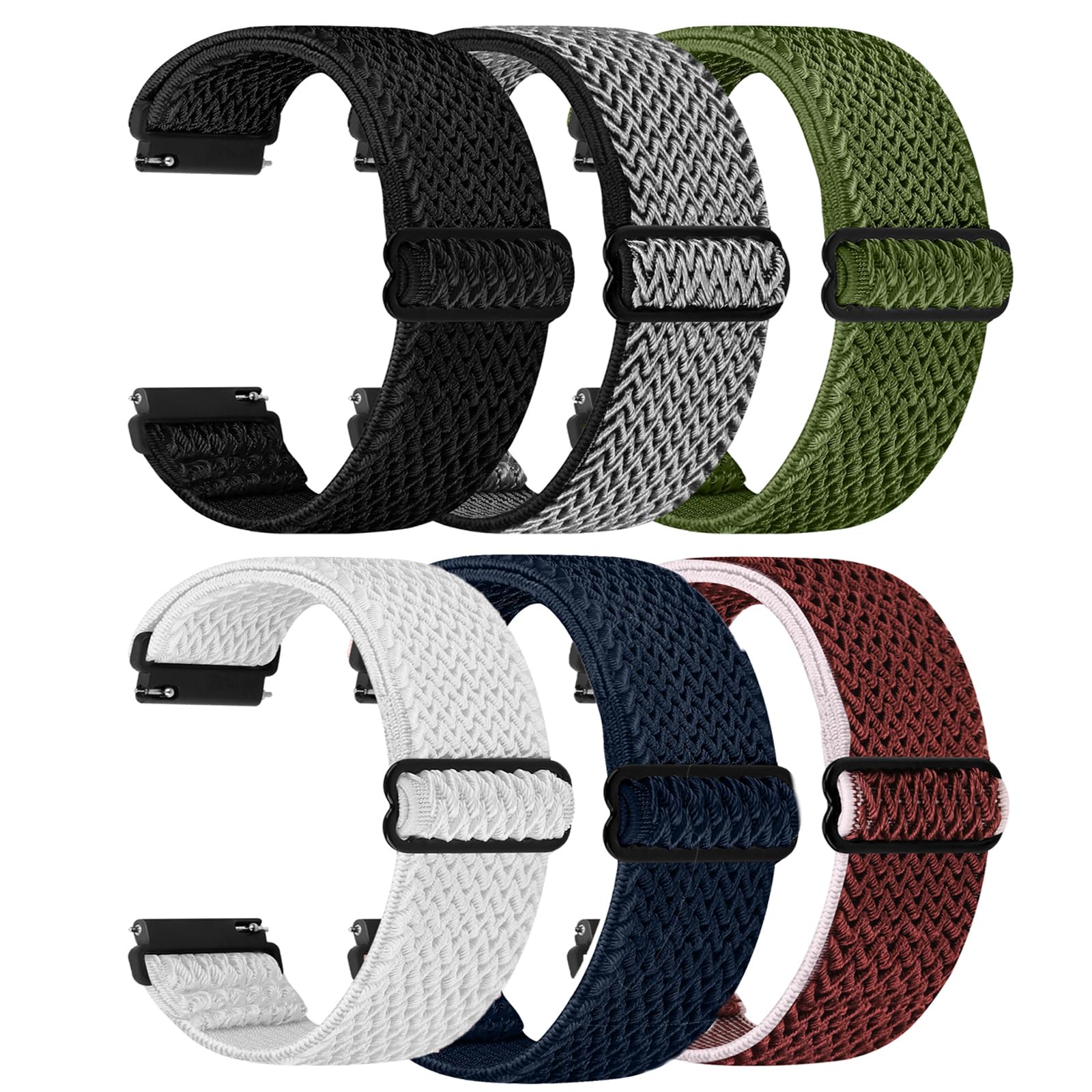 XINGMALY 6-Pack Bands for Aeac AR-01 Fitpolo AR-01 Smart Watch Bands Smartwatch Elastic Nylon Lightweight Soft Stretchable Replacement