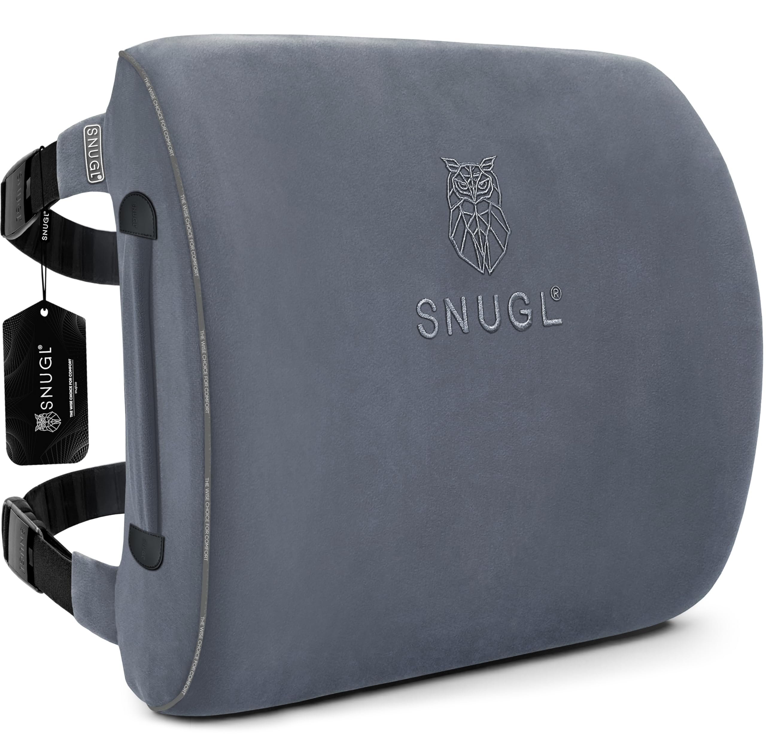 Snugl Men's Light Grey Lumbar Support Cushion | Seat Cushions, Back Support For Office Chair, Posture Corrector & Wo, Car Seat Cushion, Memory Foam Pillows, Orthopedic Pillow, Office Accessories |