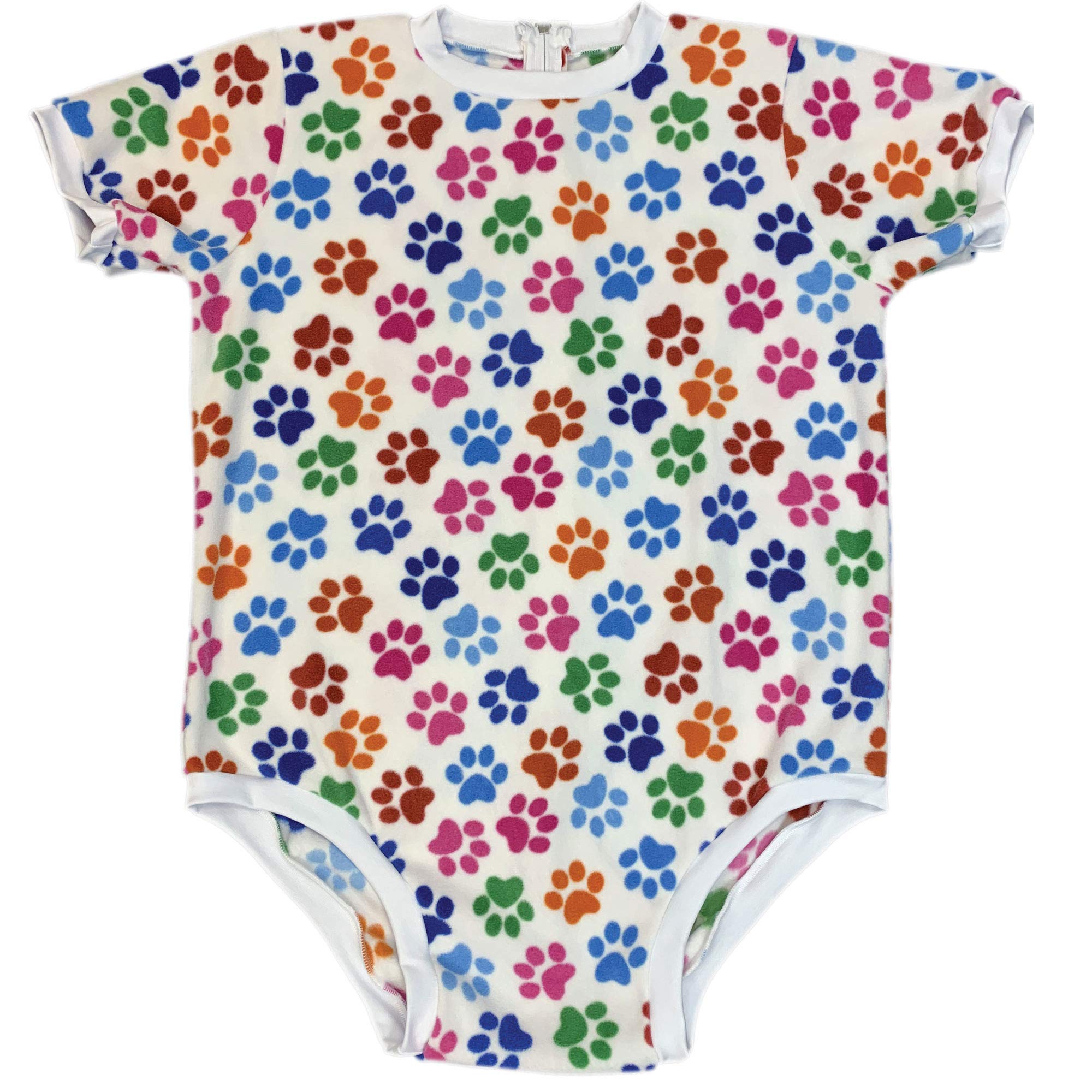 Short Paw Print Pattern Fleece Locking Zip Fastening Lockable Adult