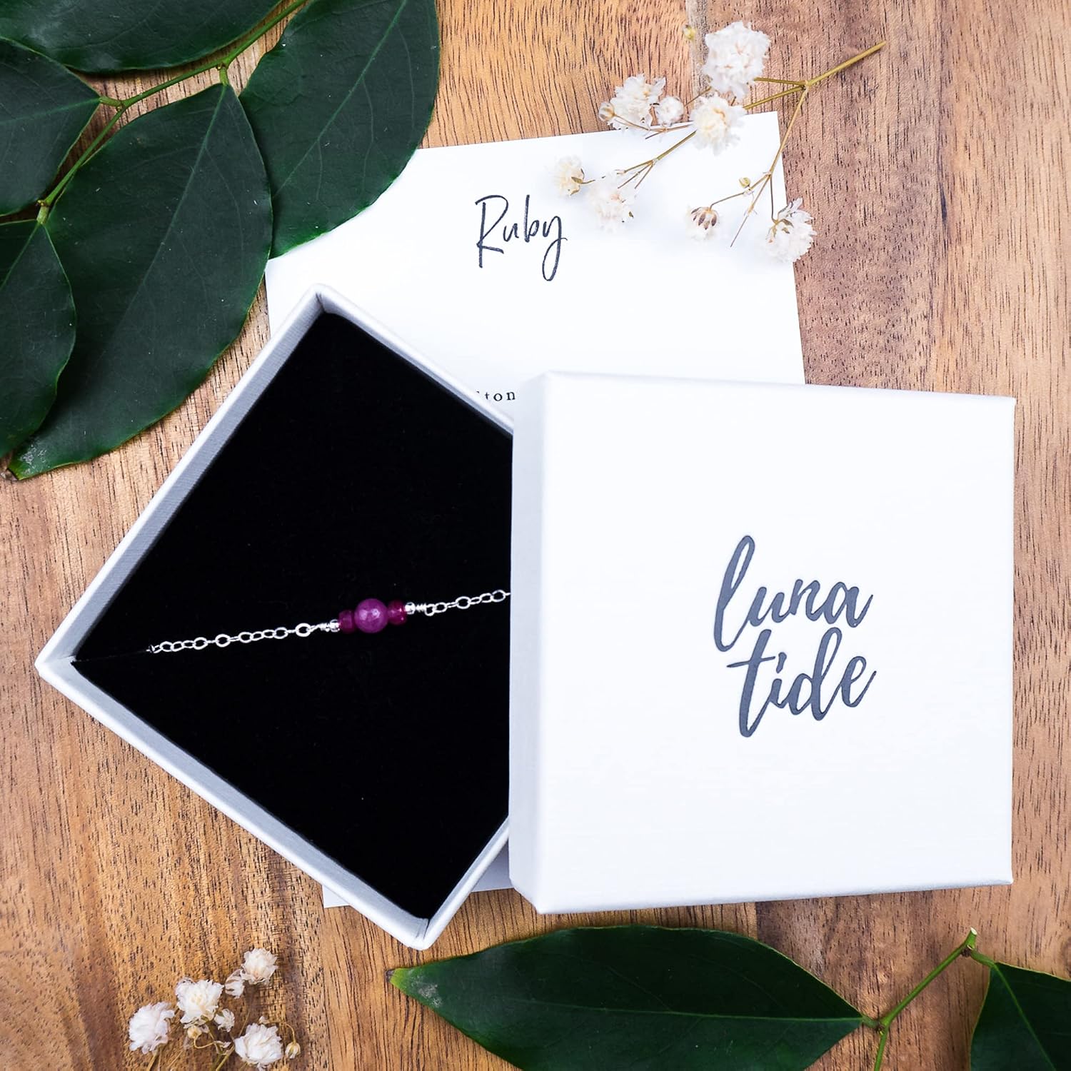 Luna Tide Ruby Dainty Choker in Sterling Silver