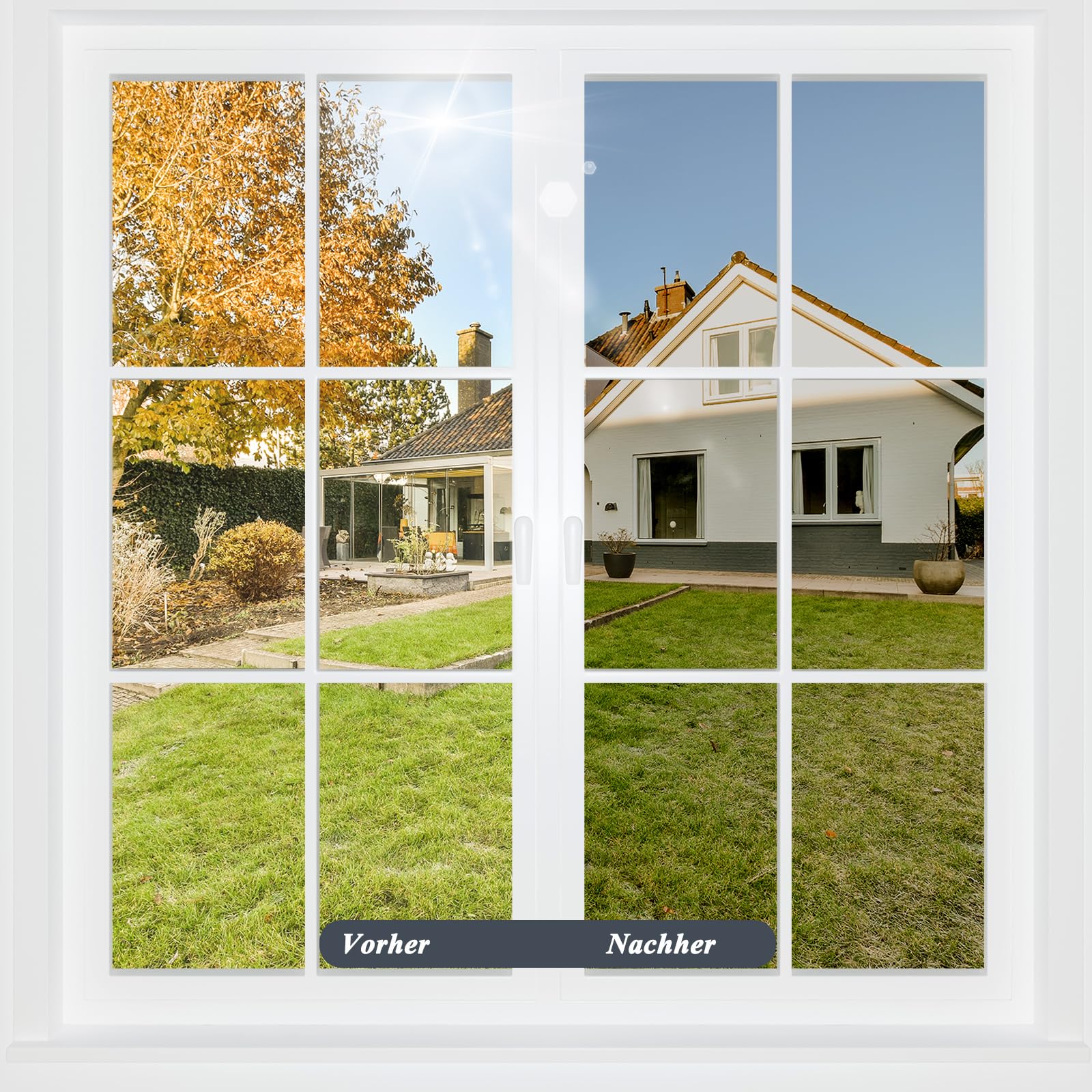 Lámina UV para ventana, 75 x 400 cm, lámina de protección visual para ventana, lámina de privacidad estática, para ventanas, lámina opaca por un lado, lámina protectora contra el calor, color