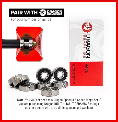 Miniatura 5 de Fireball Dragon - Juego de arandelas de precisión para patineta y camión, 16 anillos de velocidad para patinetas y longboards