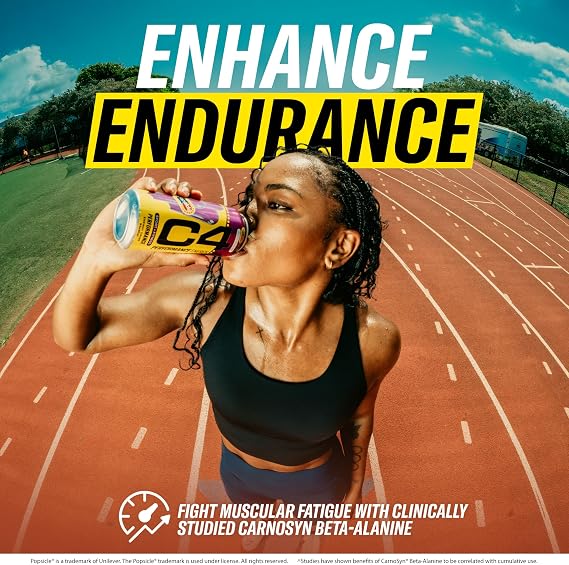 C4 Performance Energy Drink, Hawaiian Pineapple Popsicle, Zero Sugar Carbonated Preworkout Energy, 200mg Caffeine with Beta Alanine, 16 Fl Oz (Pack of 24)