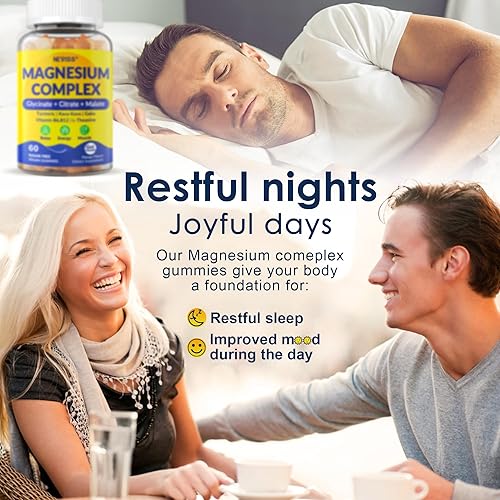 Miniatura 4 de Complejo de suplemento de magnesio 400 mg, glicinato de magnesio, malato, citrato con cúrcuma 300 mg para calma, nervios, energía, calambres