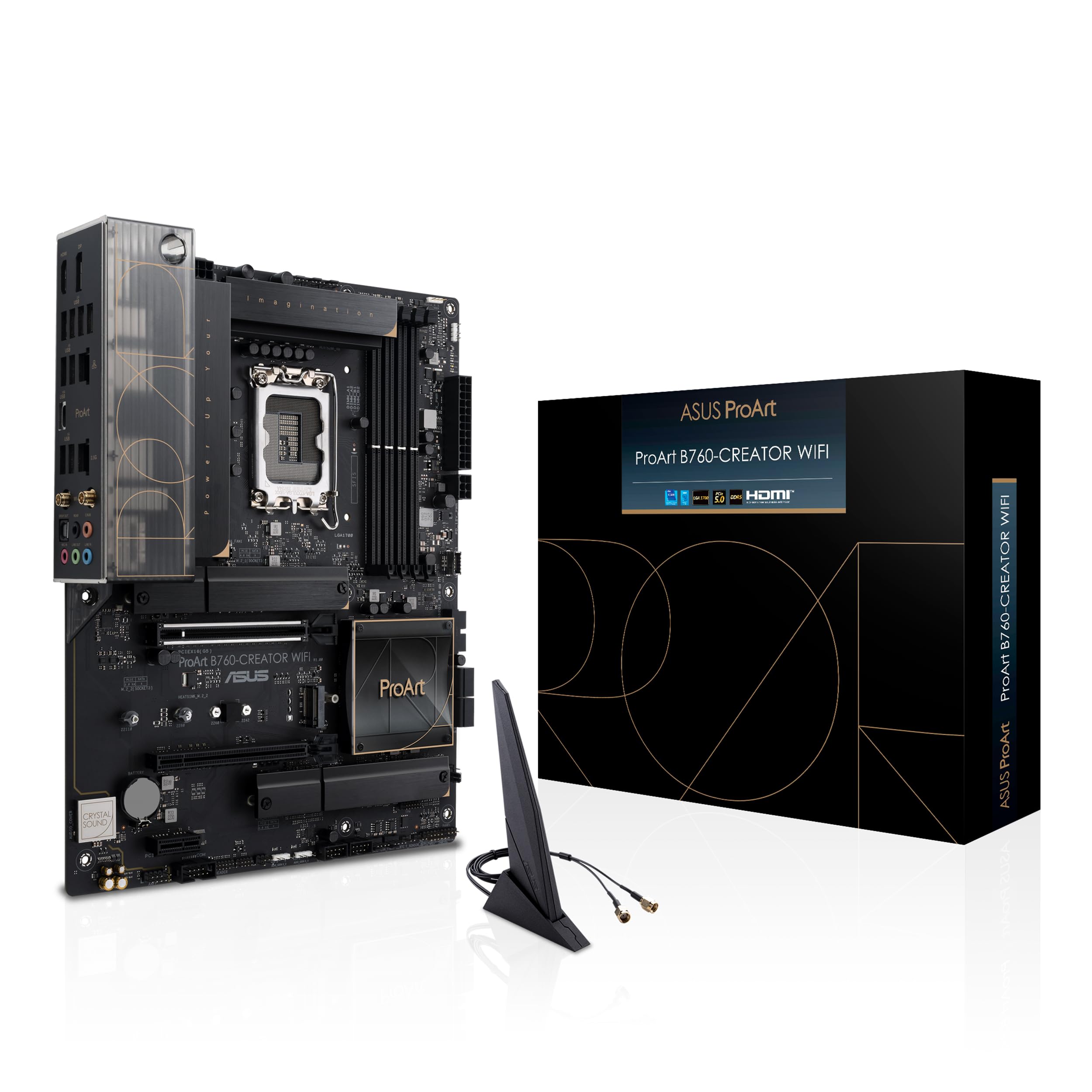 ASUS PROART B760-CREATOR WiFi Mainboard Sockel Intel LGA1700 (ATX, PCIe 5.0, DDR5 Speicher, WiFi 6, 3X M.2, USB 3.2 Gen2x2, für Content Creator)