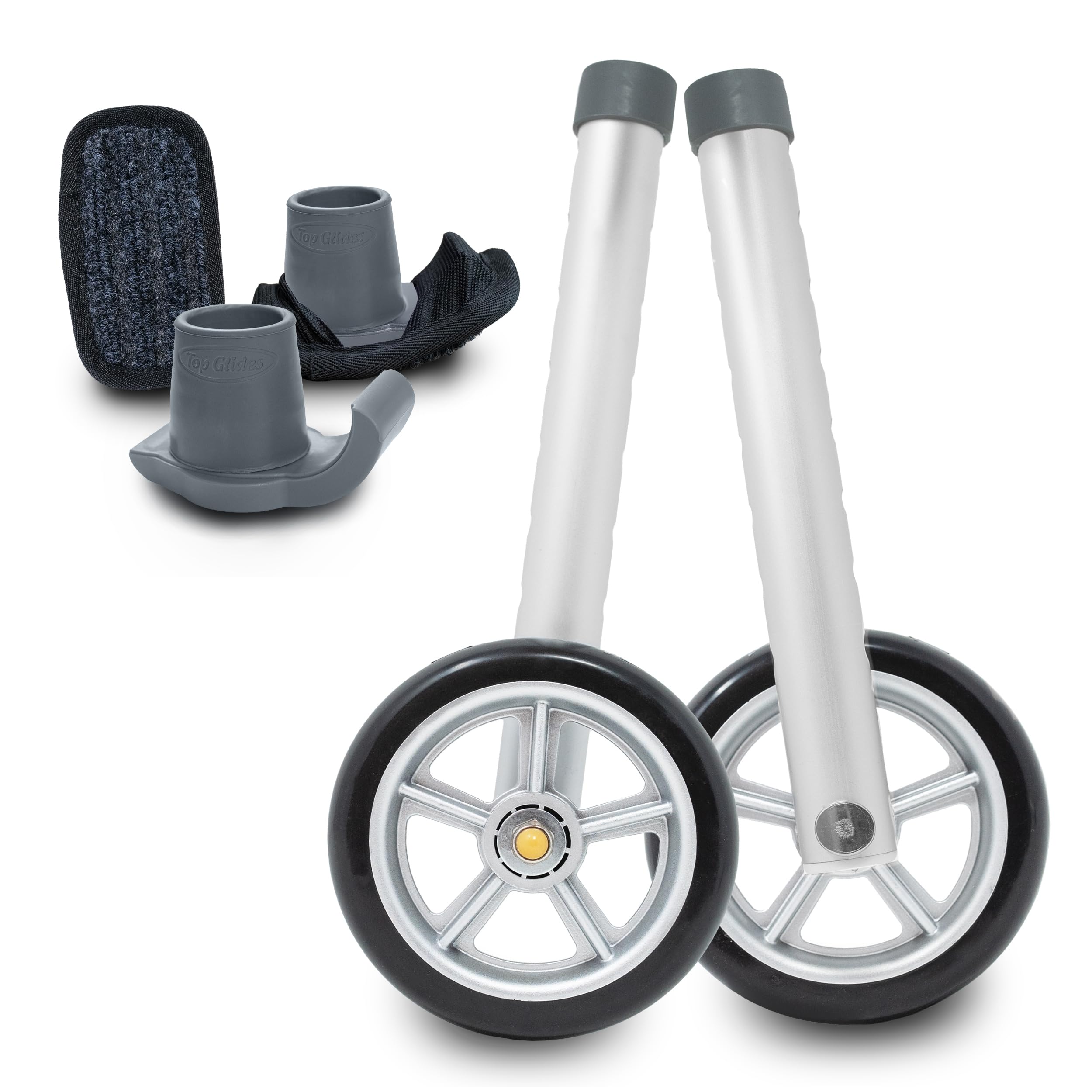 Kit universal de ruedas para andador de 5 pulgadas con deslizadores de esquí resistentes (gris)