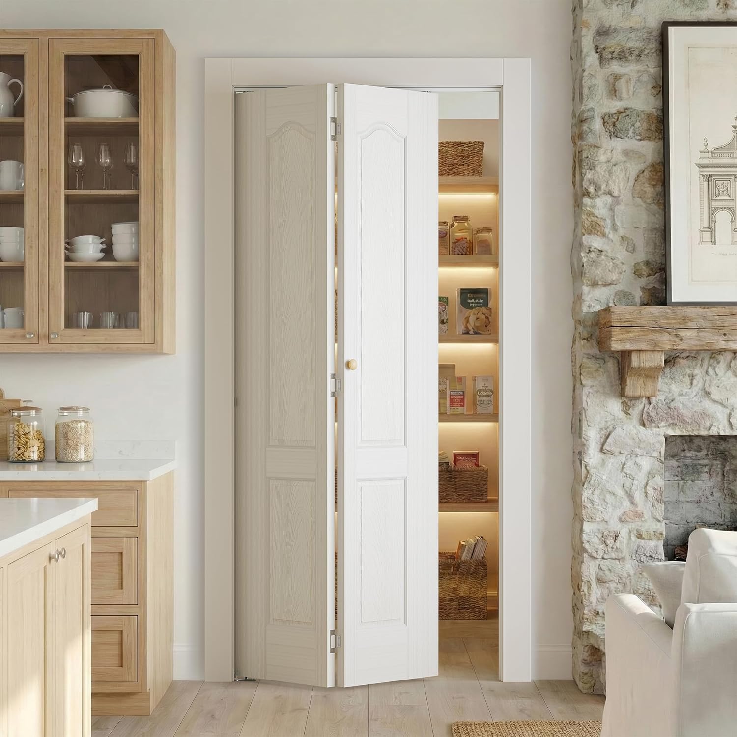 SMARTSTANDARD 30"x80" Bifold Door, 2-Panel Hollow Core Folding Closet Doors with Hardware Kit, White Primed Paintable Pre-Assembled Interior Slab Door for Bedroom, Pantry, Laundry
