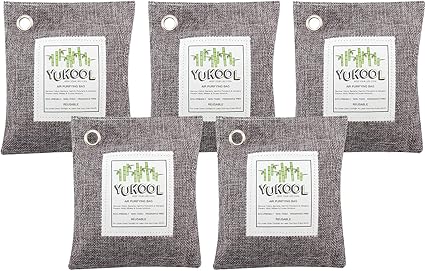 Yukool Charcoal Air Purifying Bags 100 Bamboo Activated Charcoal Air Purifier And Air Freshener Eco Friendly For Home 5pcs 5 X 200g Grey Amazon Co Uk Grocery